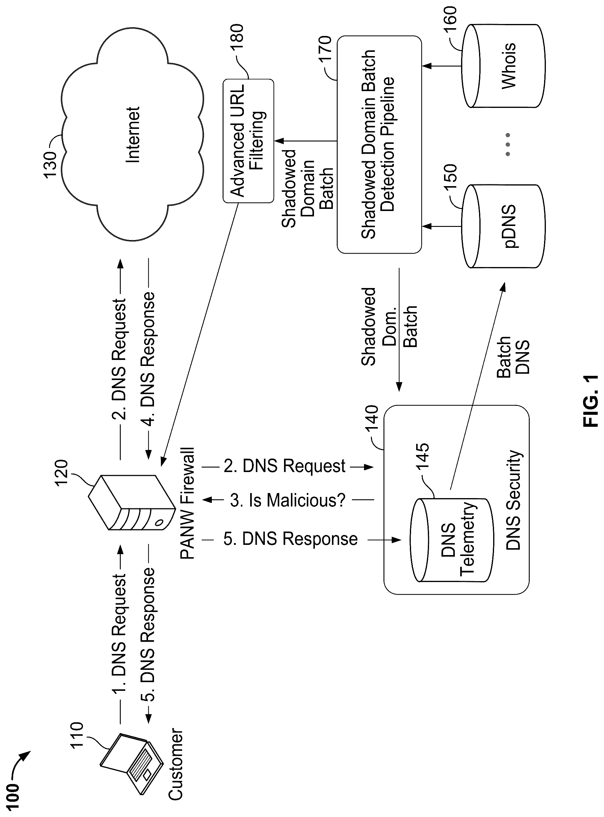 Patent US12309116 Figure 1 – Detecting shadowed domains