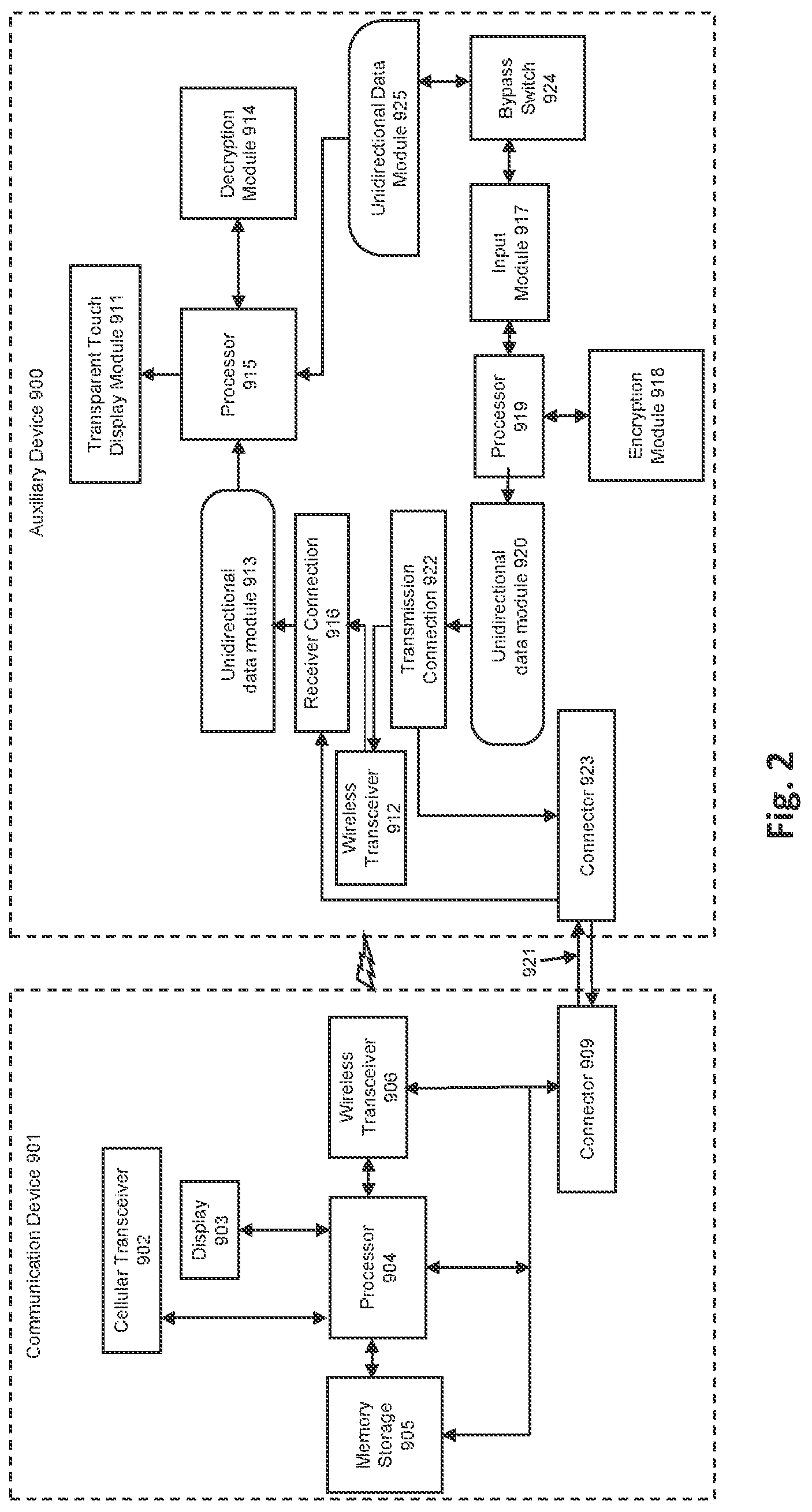 Patent US12309128 Figure 2 – Auxiliary device for an electronic communication device