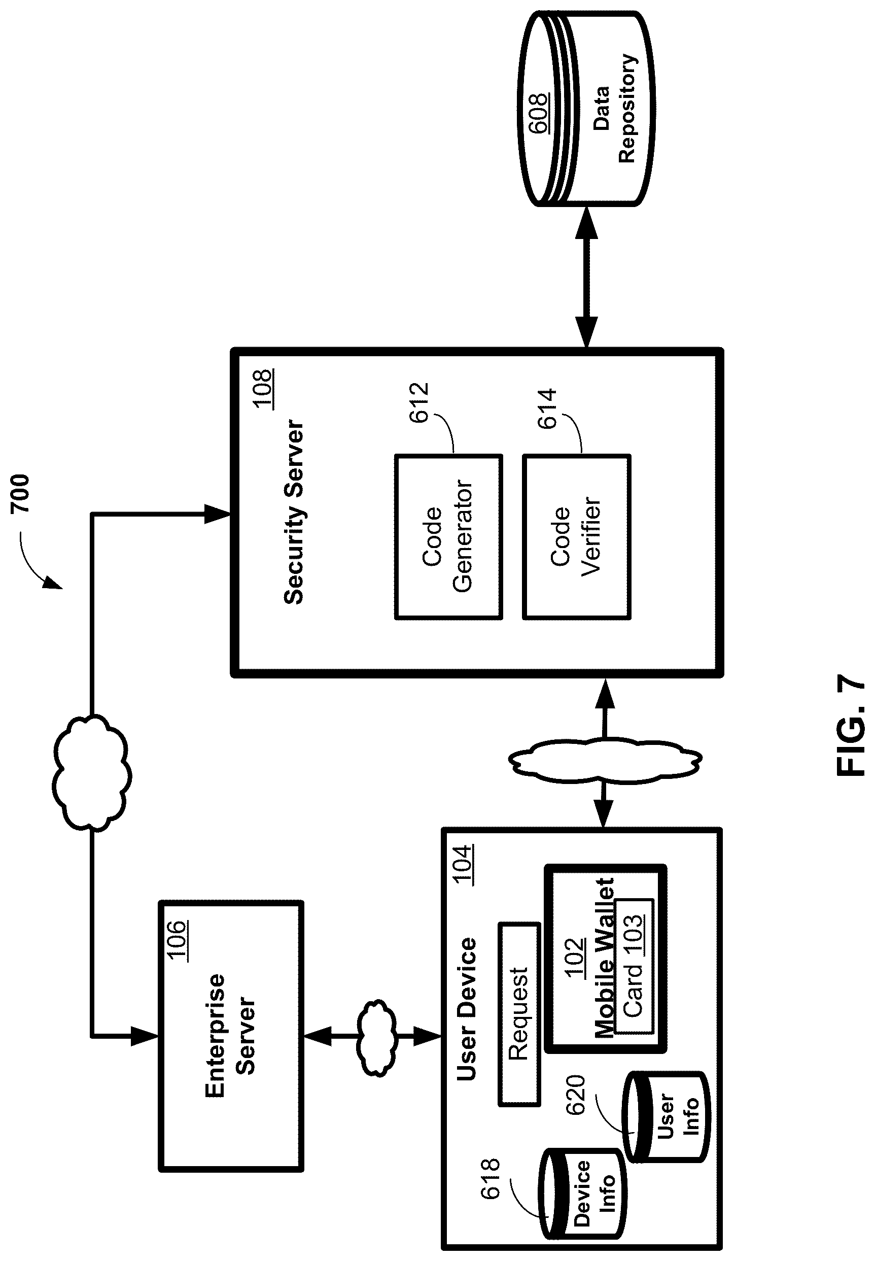 Patent US12309139 Figure 6 – Passcode authentication using a wallet card