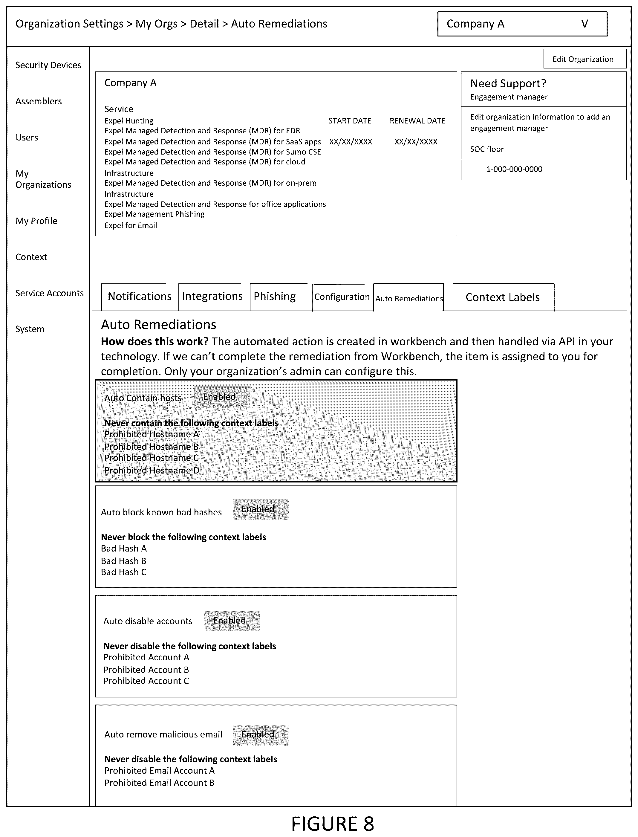 Patent US12309193 Figure 8 – Systems and methods for accelerated remediations of cybersecurity alerts and cybersecurity events in a cybersecurity event detection and response platform