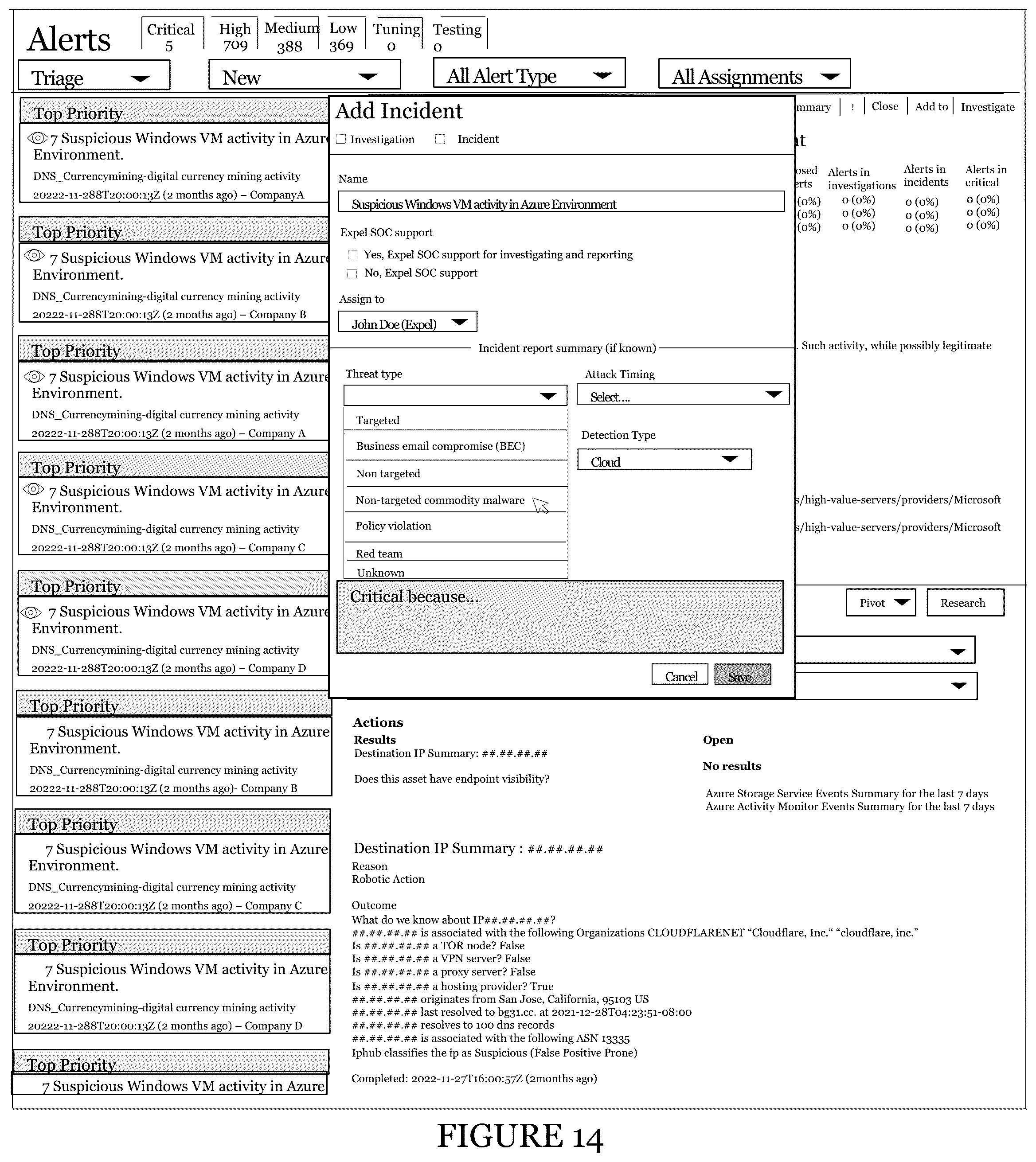 Patent US12309193 Figure 14 – Systems and methods for accelerated remediations of cybersecurity alerts and cybersecurity events in a cybersecurity event detection and response platform