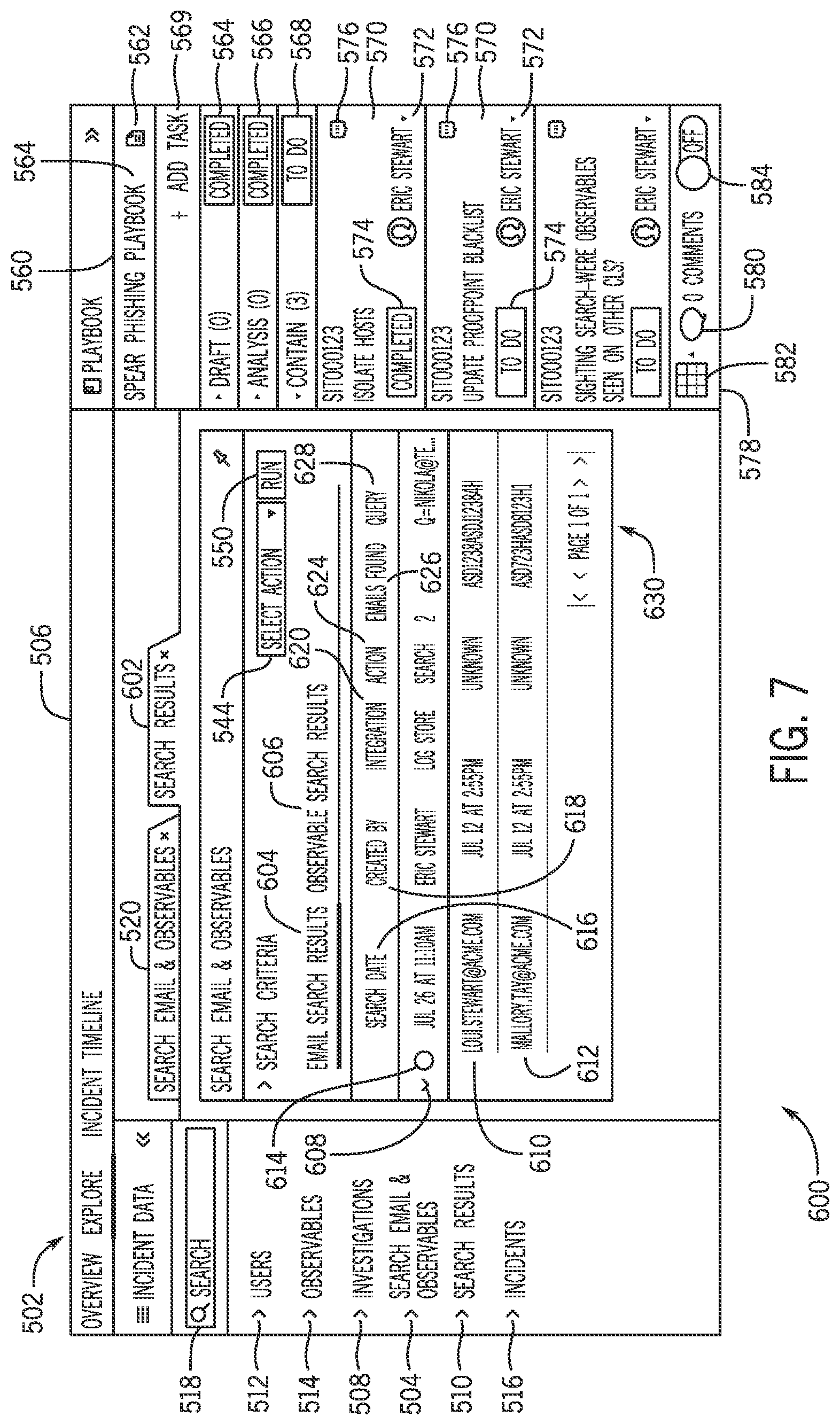 Patent US12309199 Figure 7 – Phishing attempt search interface