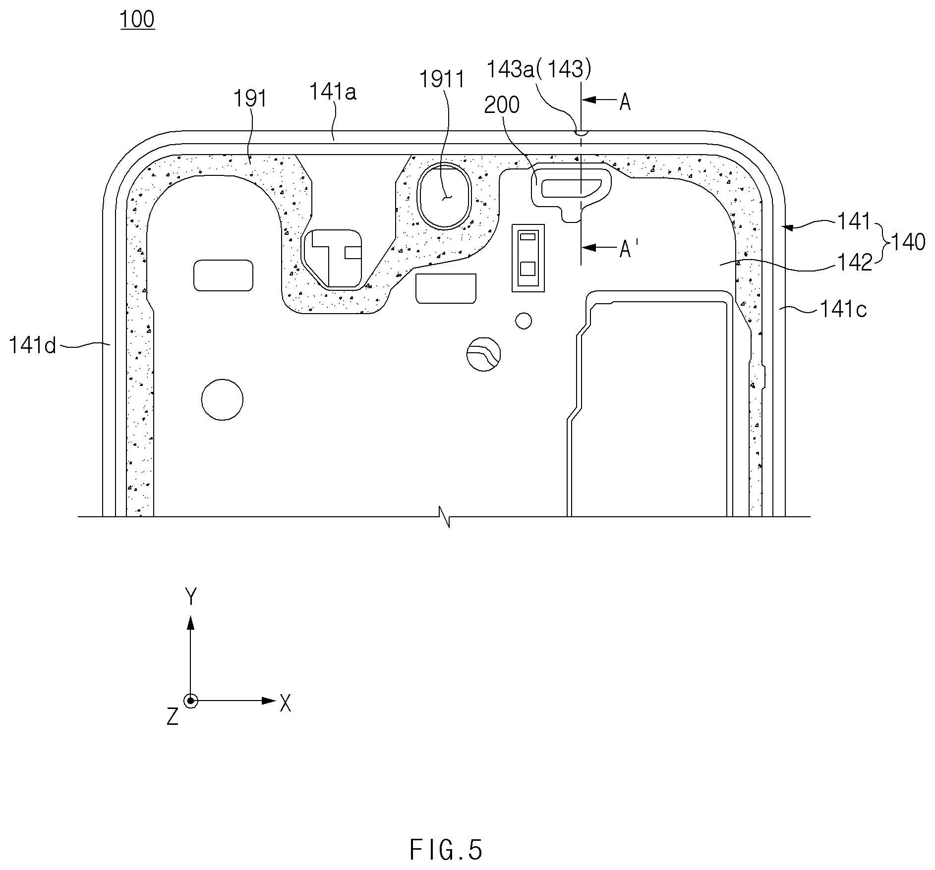 Patent US12309305 Figure 5 – Electronic device including waterproof structure