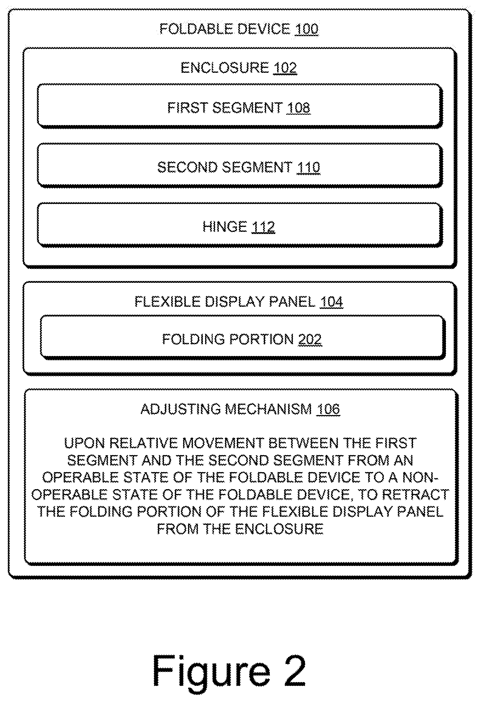 Patent US12309306 Figure 2 – Adjusting mechanisms for flexible display panels