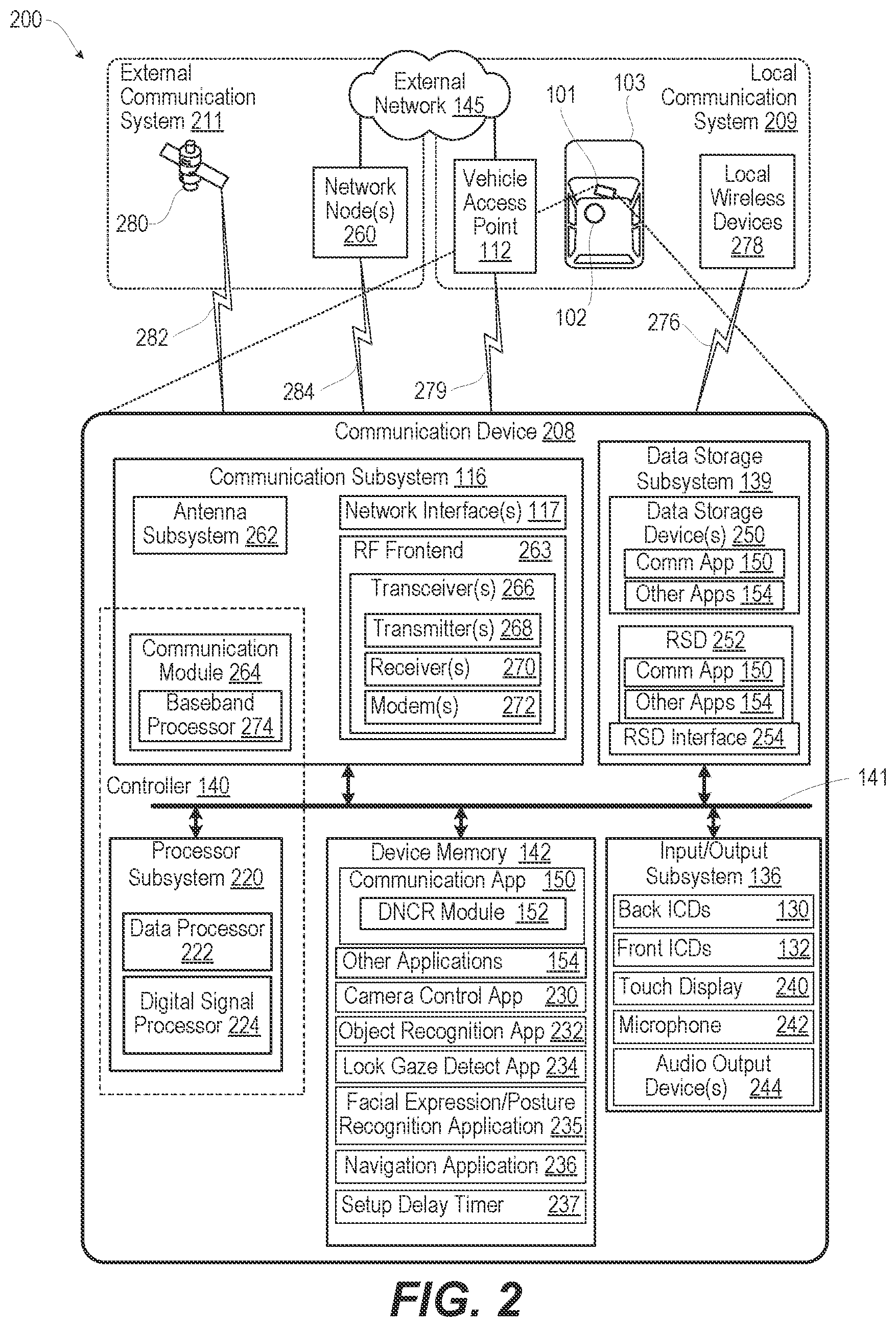 Patent US12309310 Figure 2 – Reducing distractions caused by a communication session with a remote device that is used during driving