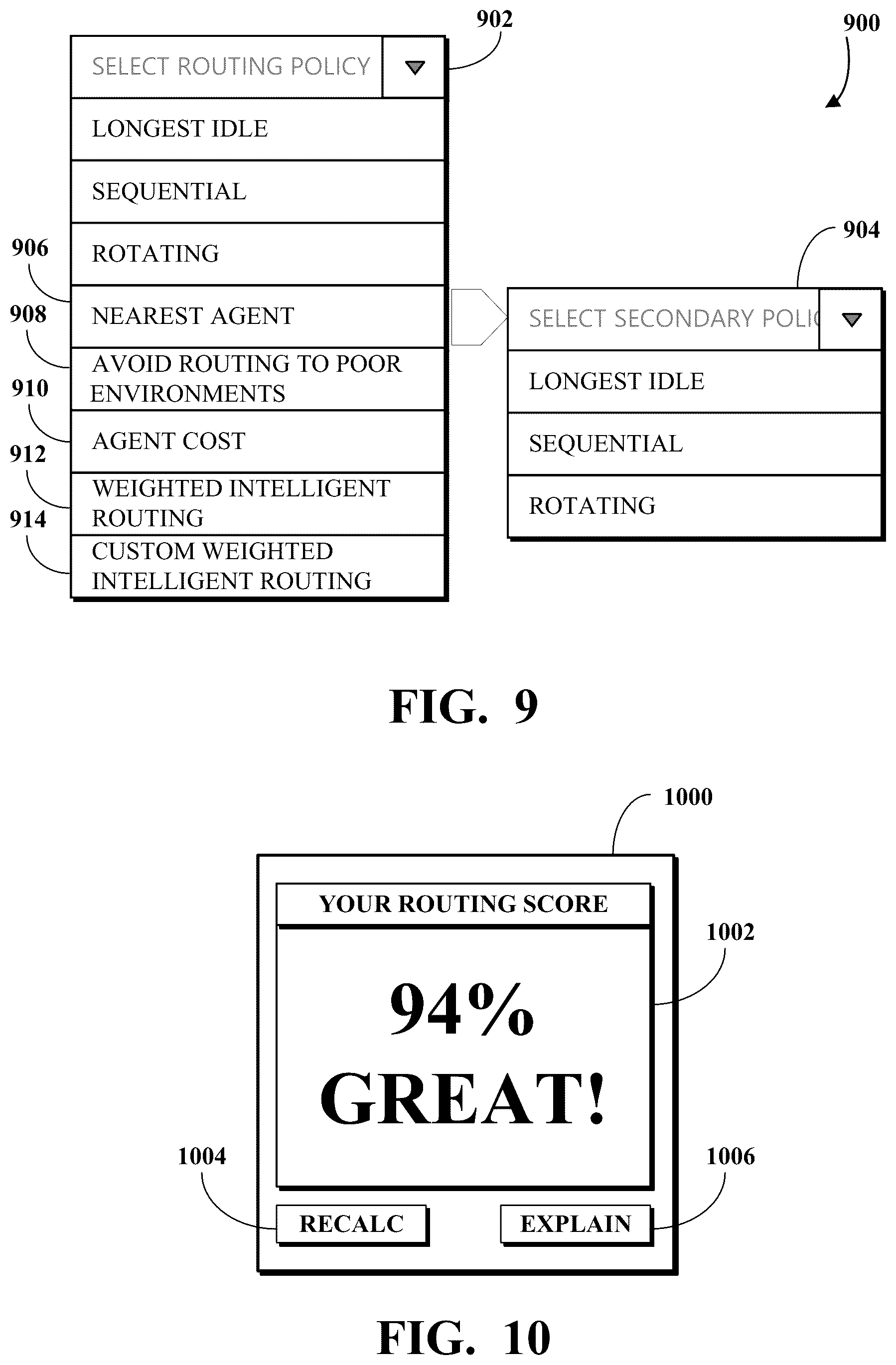 Patent US12309322 Figure 9 – Contact center routing based on agent cost