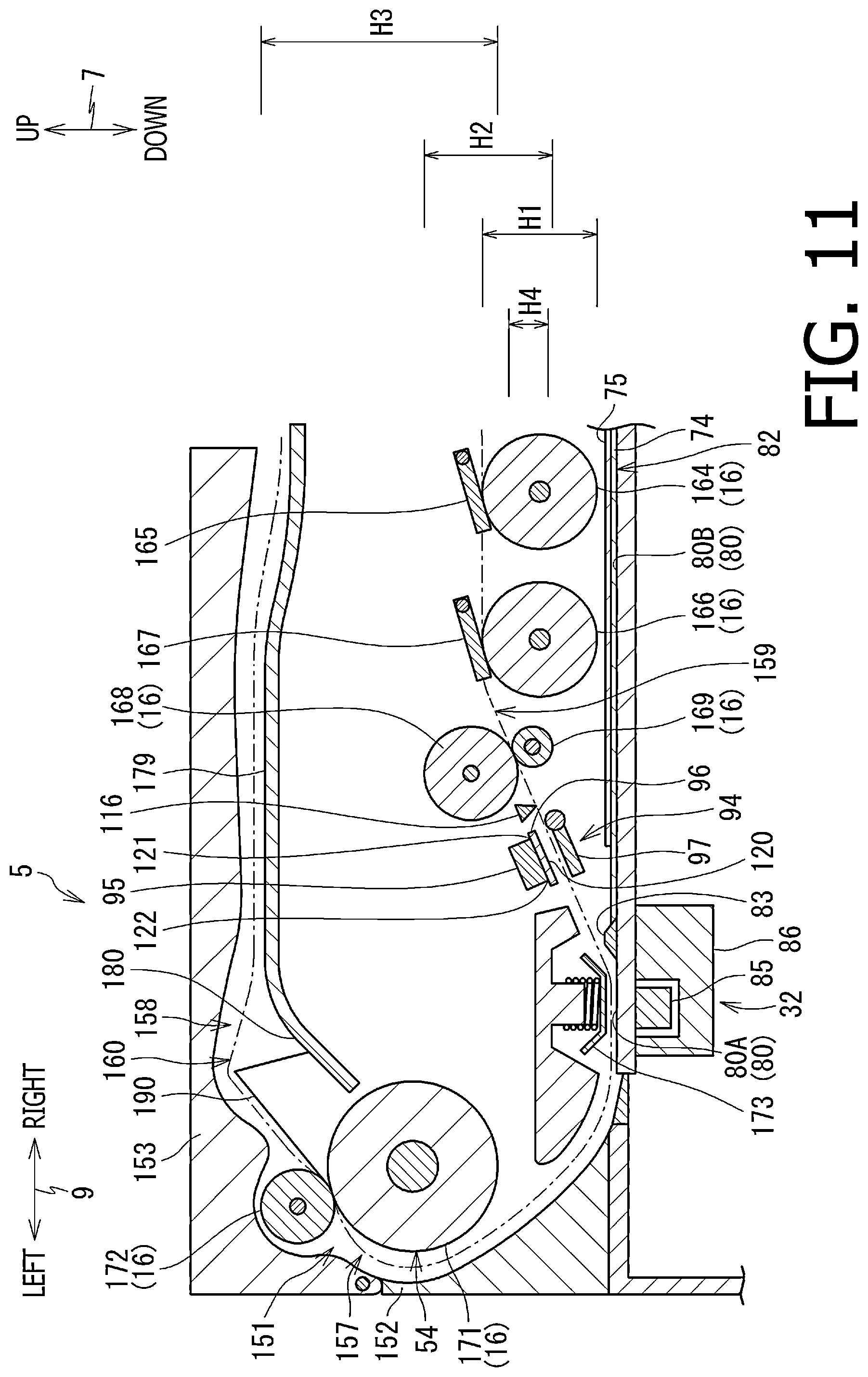 Patent US12309335 Figure 11 – Reading apparatus with sensors located at different positions along a conveyer path