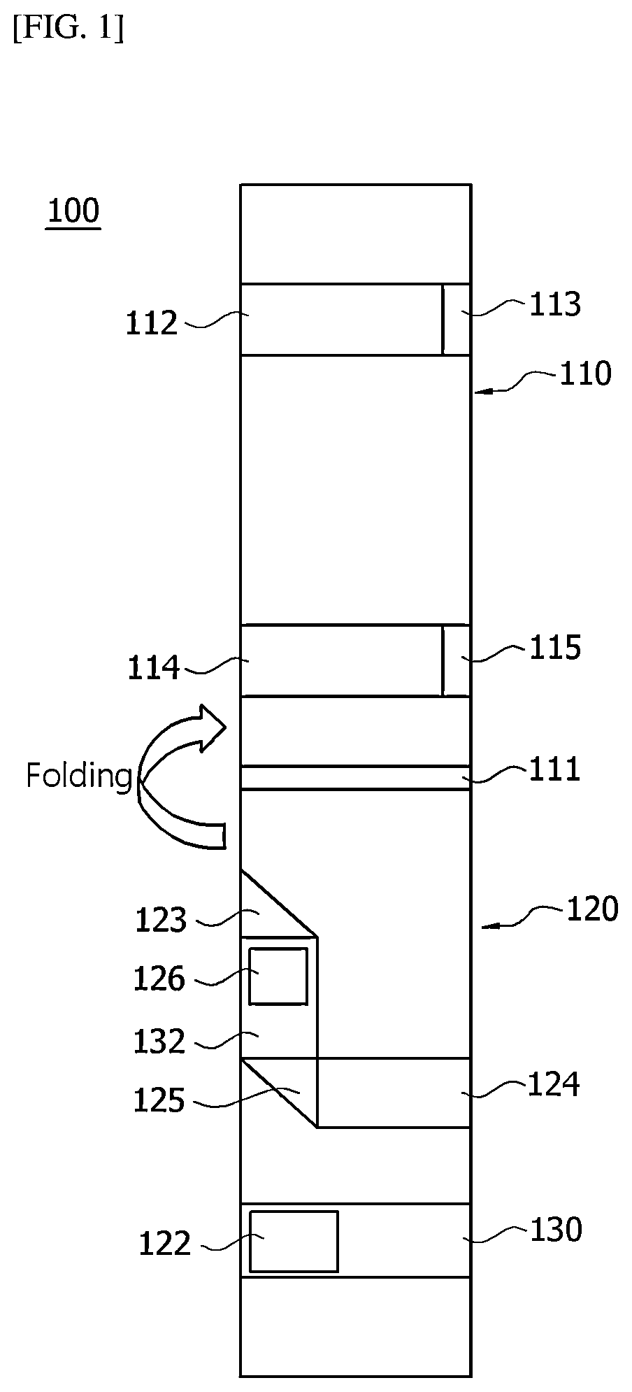 Patent US12309491 Figure 1 – Foldable portable device