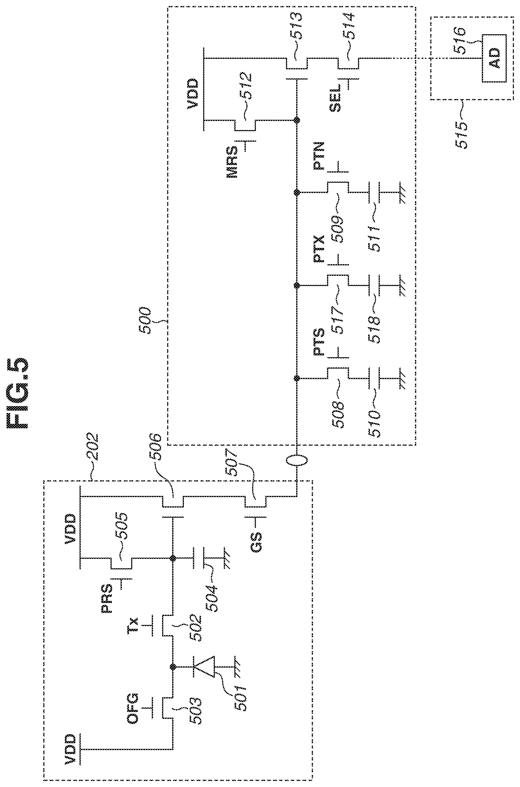 Patent US12309516 Figure 5 – Imaging apparatus having memory including voltage holding circuits
