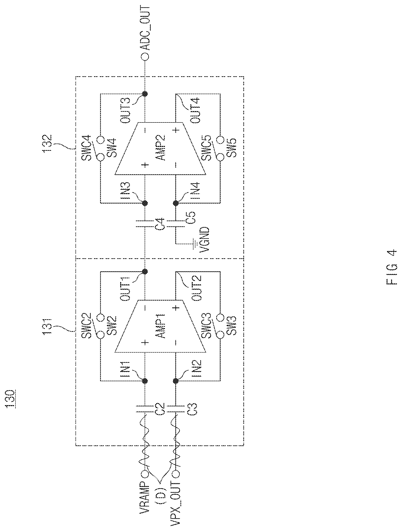 Patent US12309519 Figure 4 – Readout circuit for reducing noise in analog-to-digital converters and image sensing device including the same