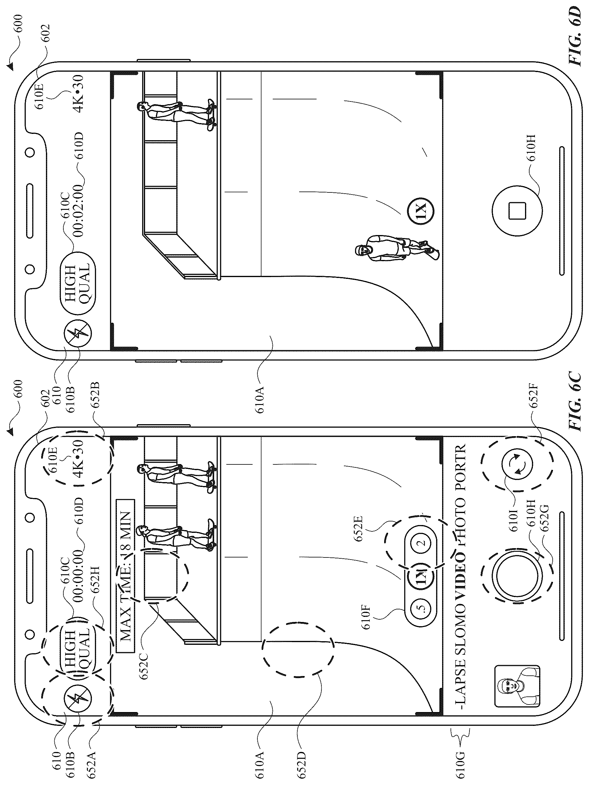 Patent US12309525 Figure 10 – Camera user interface with recording space management