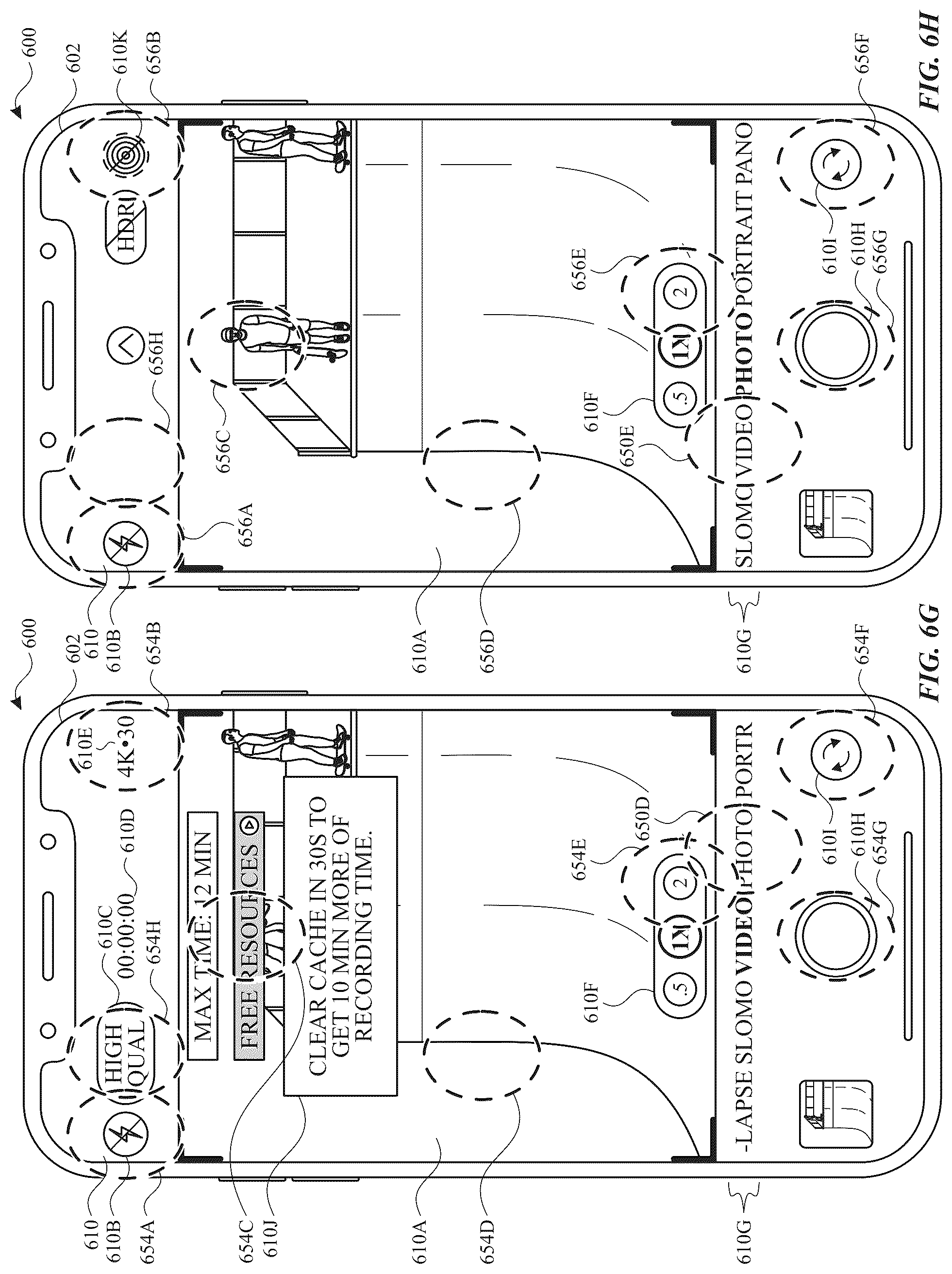 Patent US12309525 Figure 12 – Camera user interface with recording space management