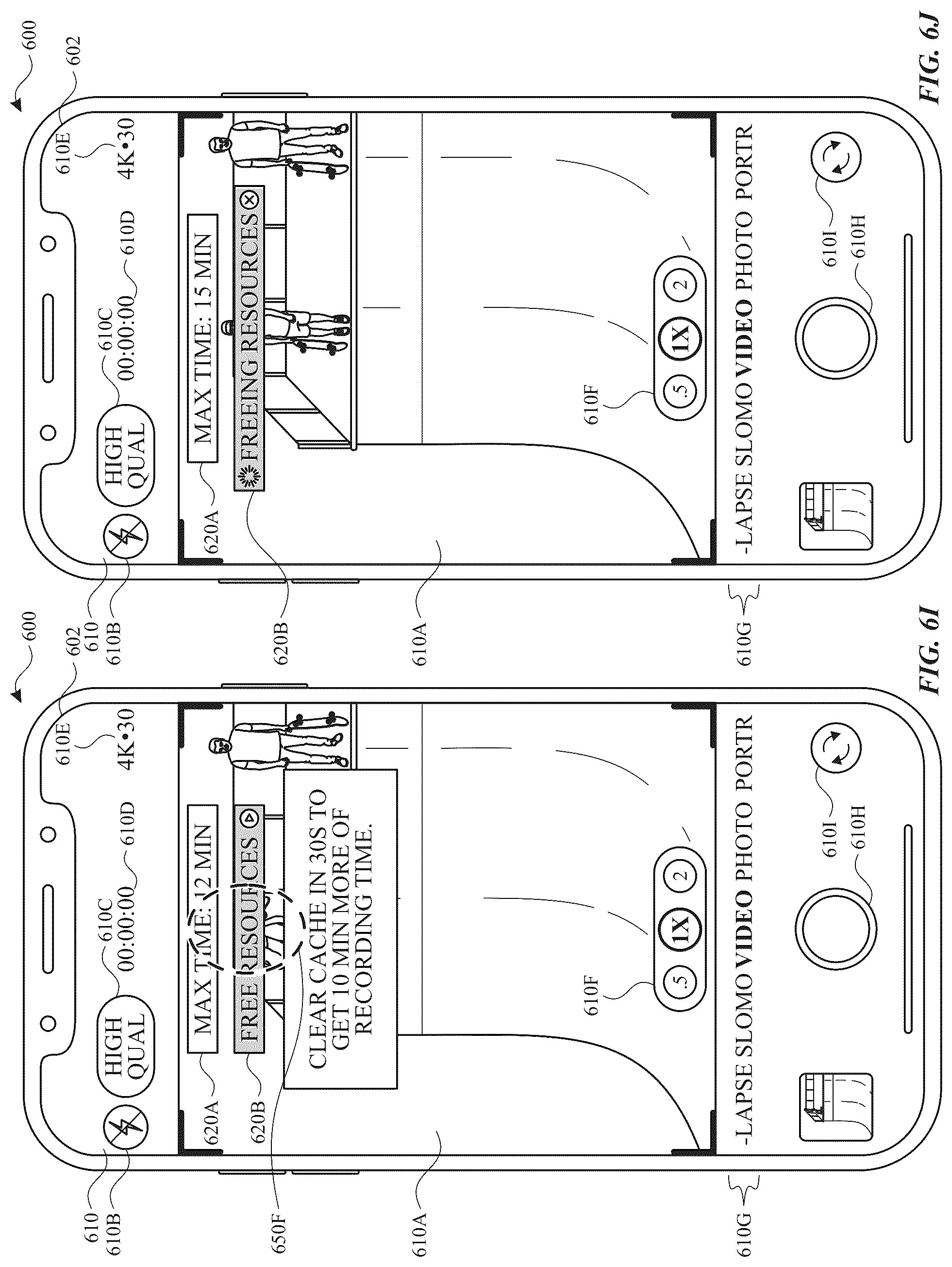 Patent US12309525 Figure 13 – Camera user interface with recording space management
