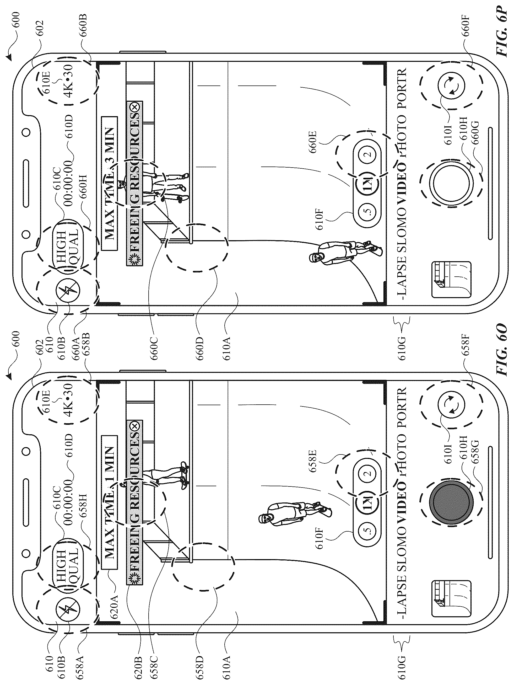 Patent US12309525 Figure 16 – Camera user interface with recording space management
