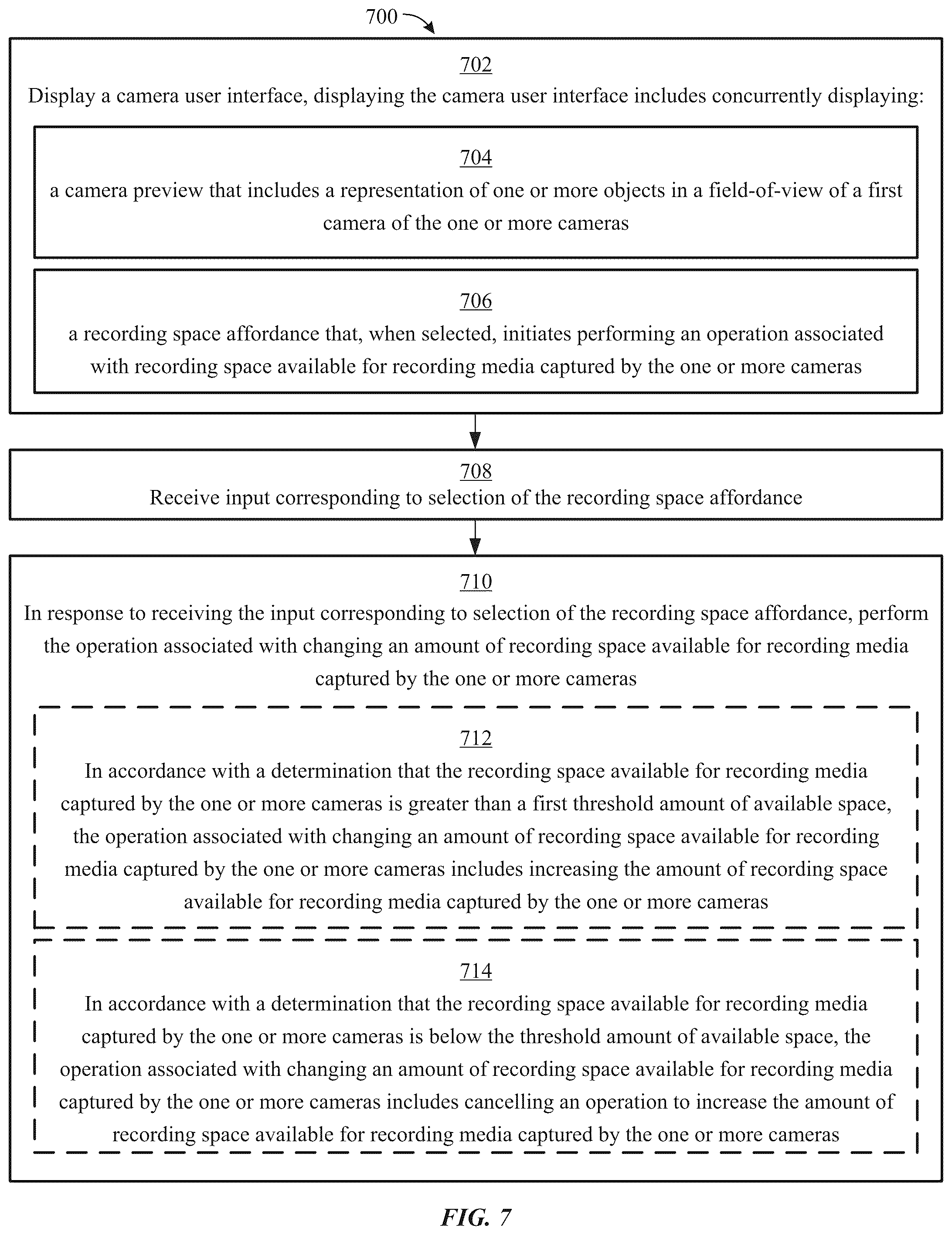 Patent US12309525 Figure 18 – Camera user interface with recording space management