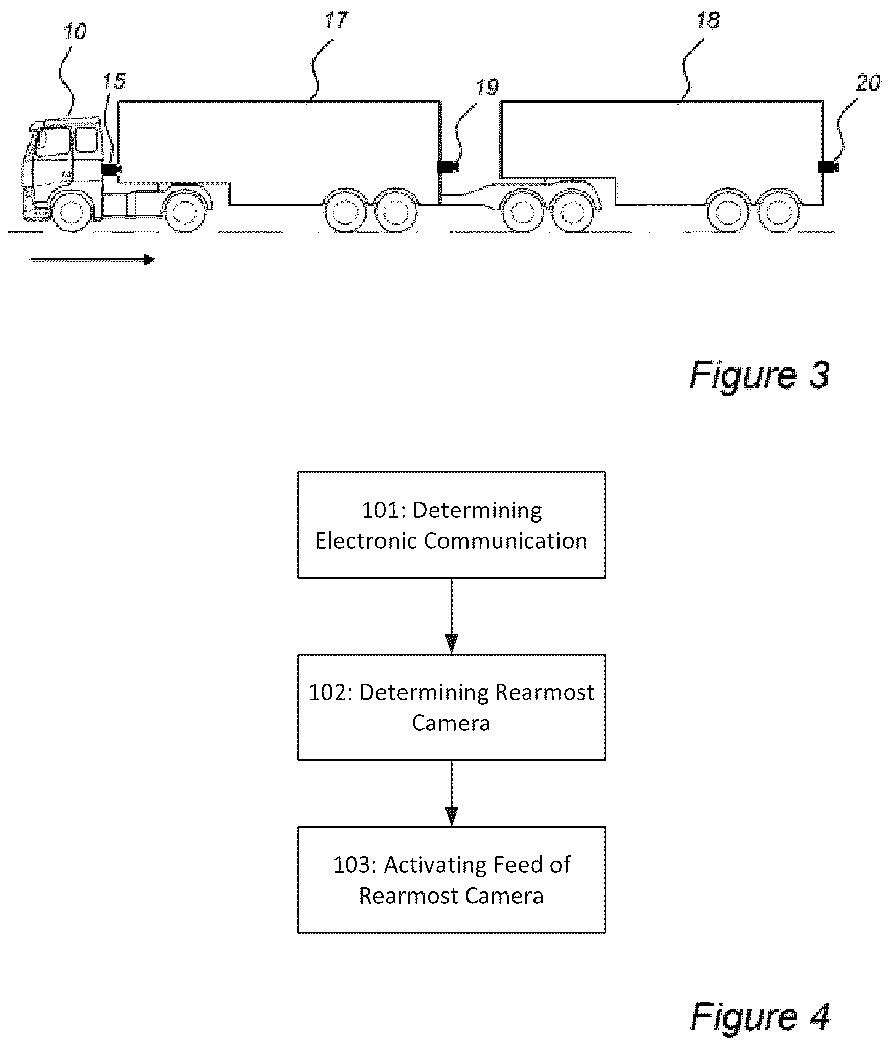 Patent US12309534 Figure 2 – Activation of vehicle convoy rear cameras