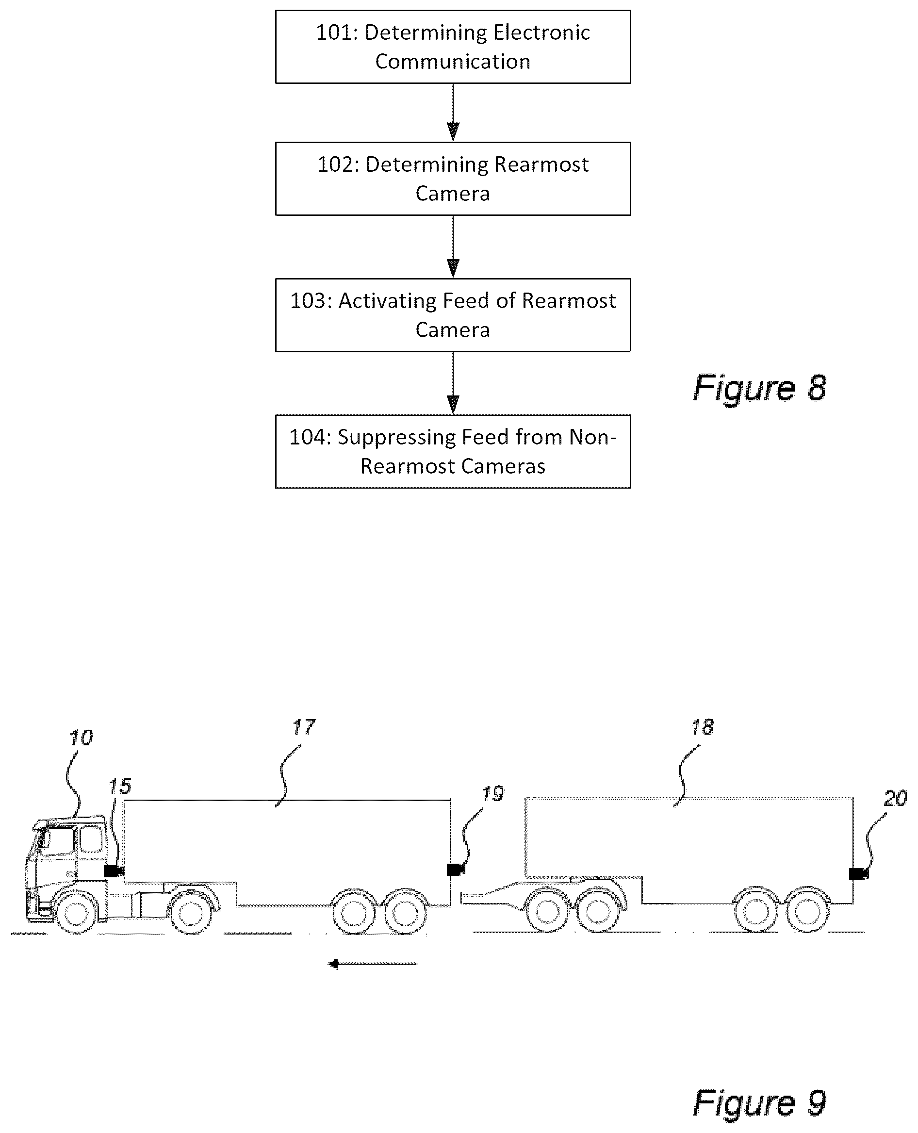 Patent US12309534 Figure 5 – Activation of vehicle convoy rear cameras