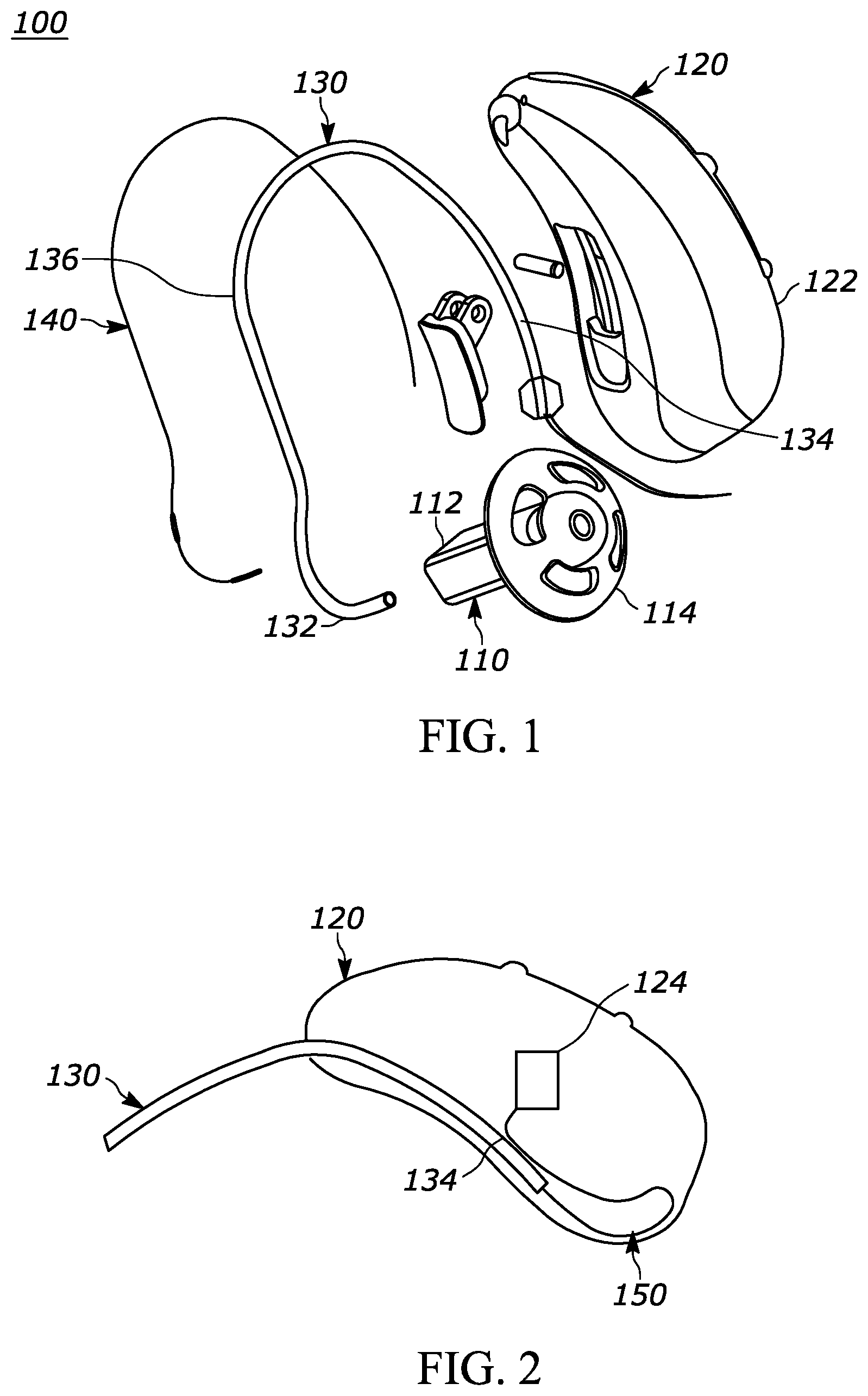 Patent US12309553 Figure 1 – In-ear hearing device with cable assembly