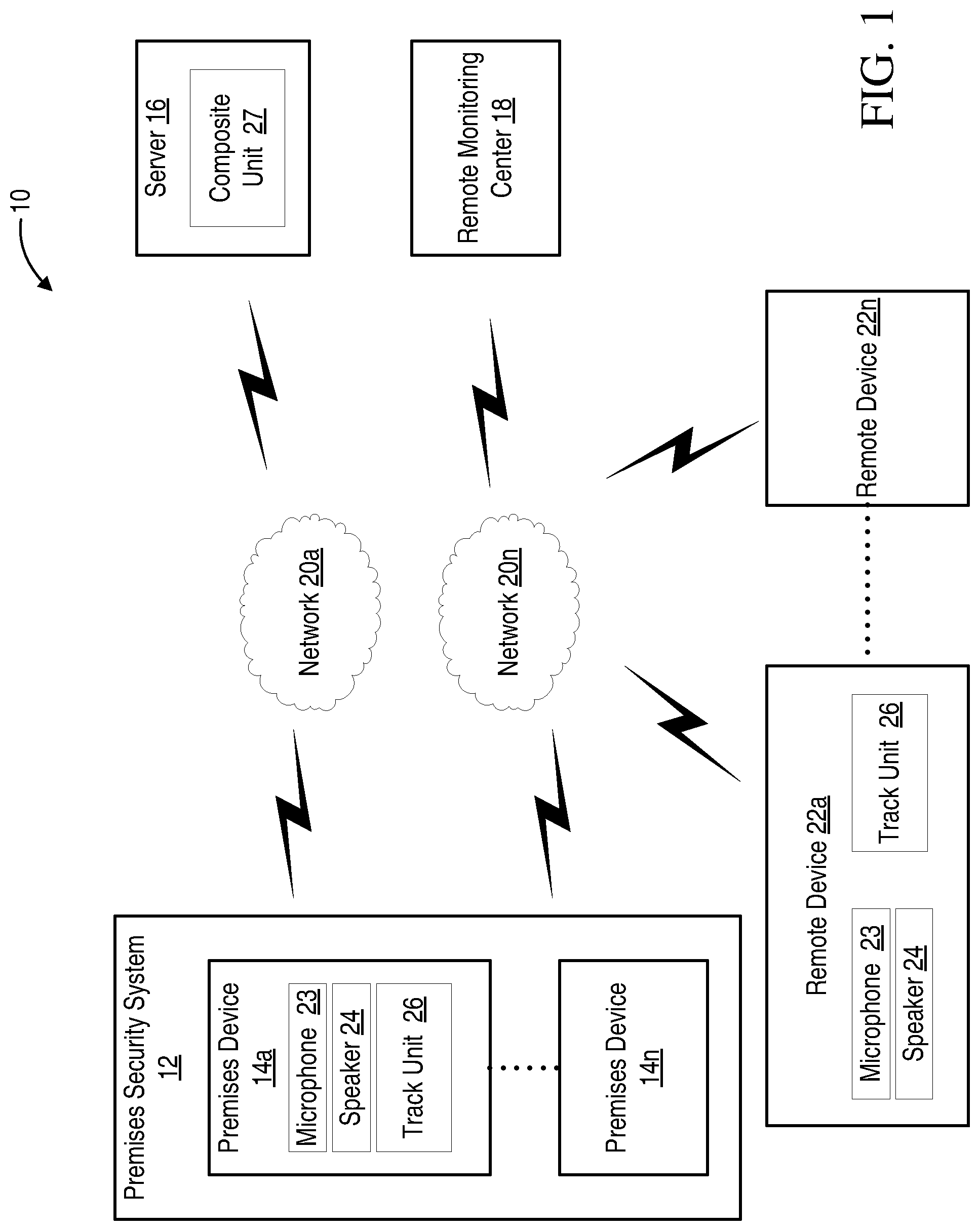Patent US12309567 Figure 1 – Multi-track audio in a security system