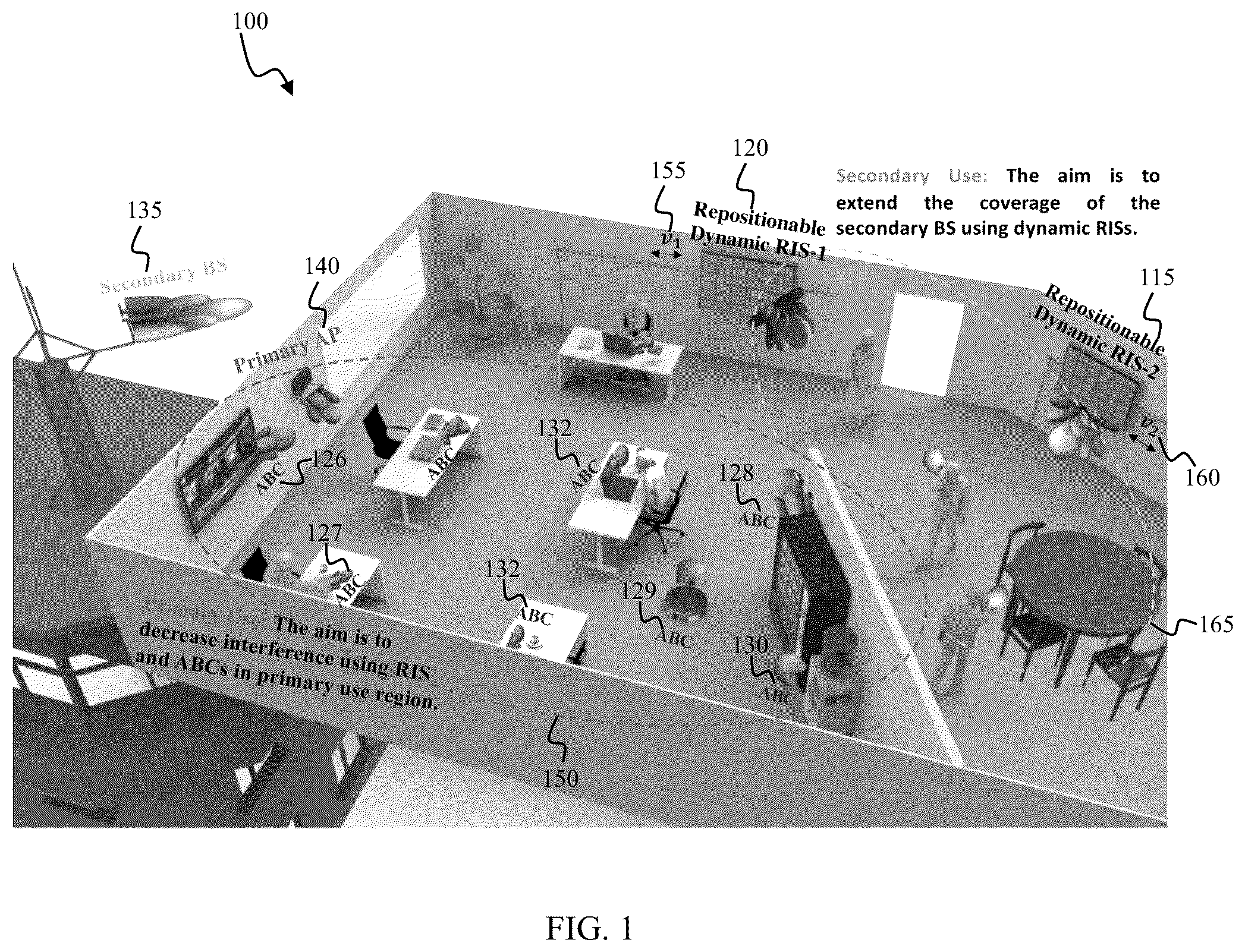 Patent US12309614 — System and method for controlling electromagnetic radiation in a geographical area — Figure 1