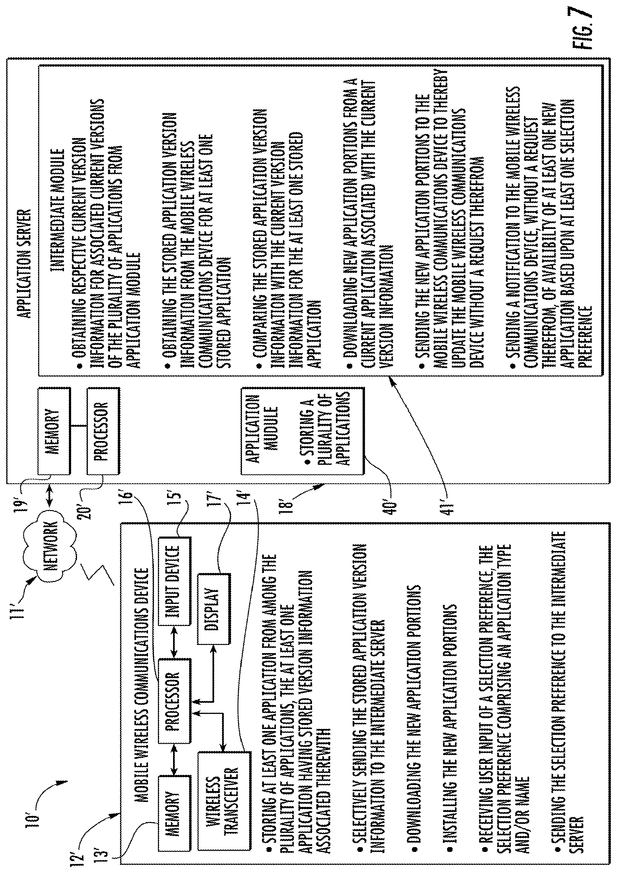 Patent US12309677 Figure 6 – Server for sending new application portions to mobile wireless communications devices and related methods