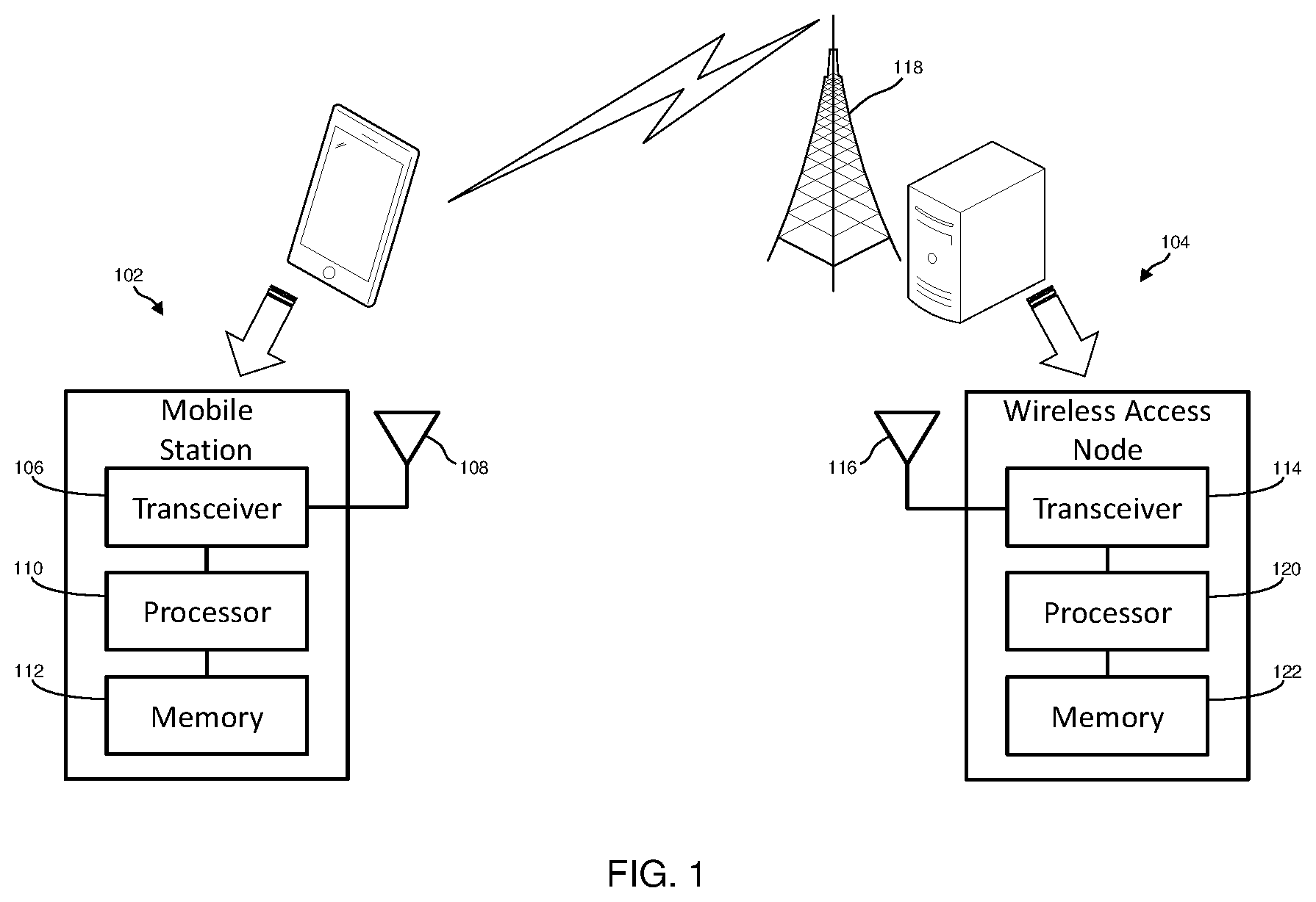 Patent US12309846 Figure 1 – Wireless communication with conflict avoidance