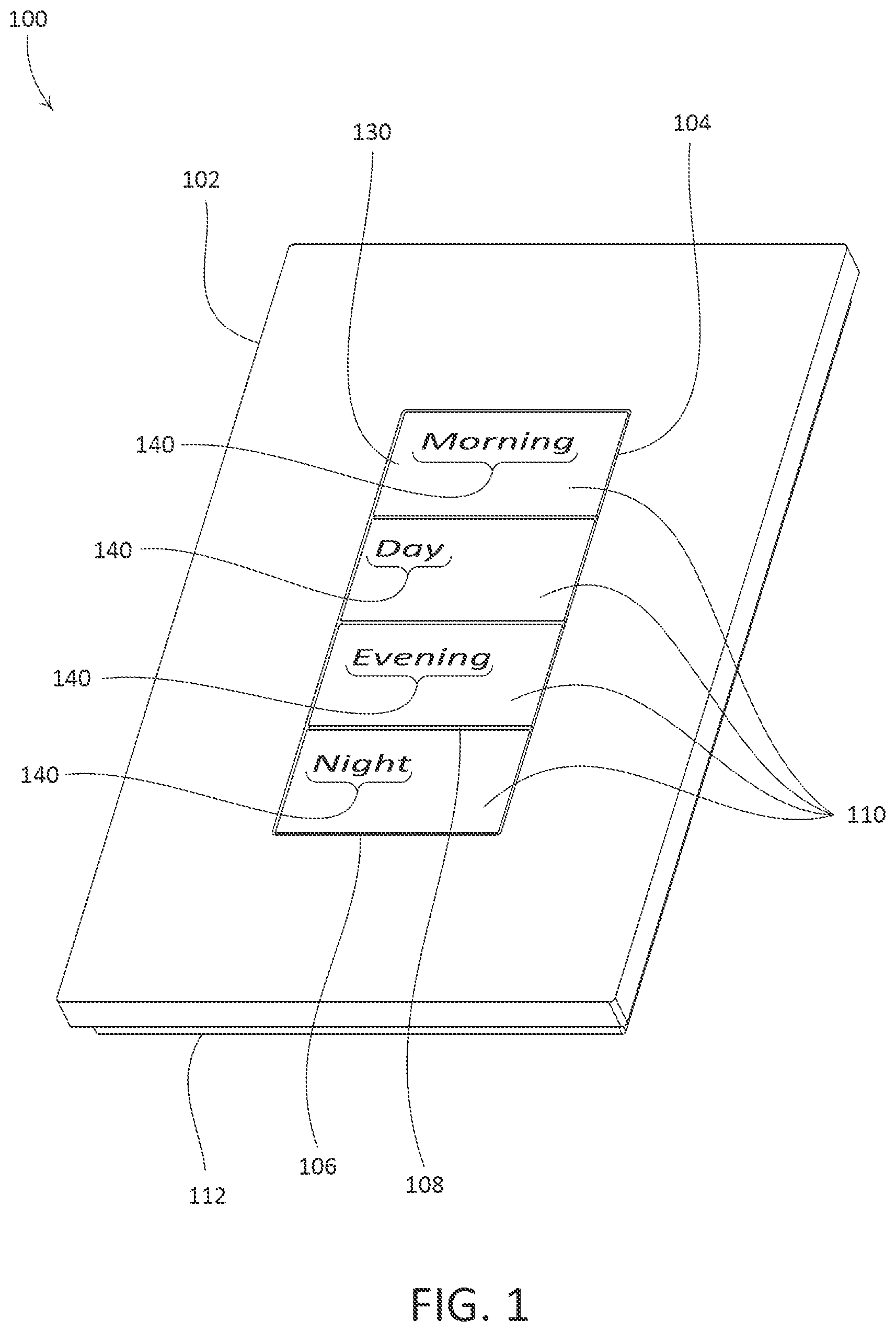 Patent US12309901 Figure 1 – Control device having buttons with metallic surfaces and backlit indicia