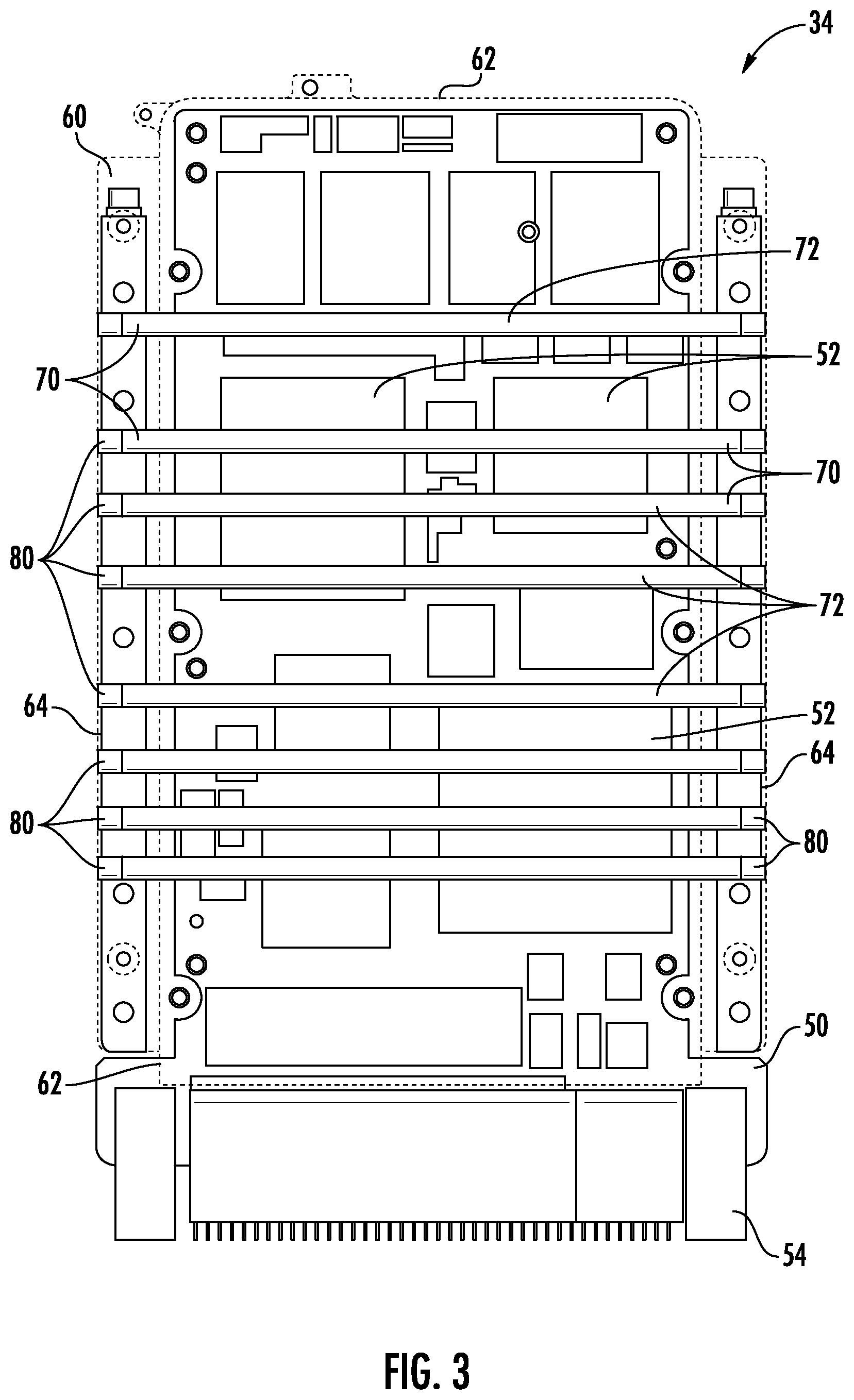 Patent US12309912 Figure 3 – Electronic assemblies having embedded passive heat pipes and associated method