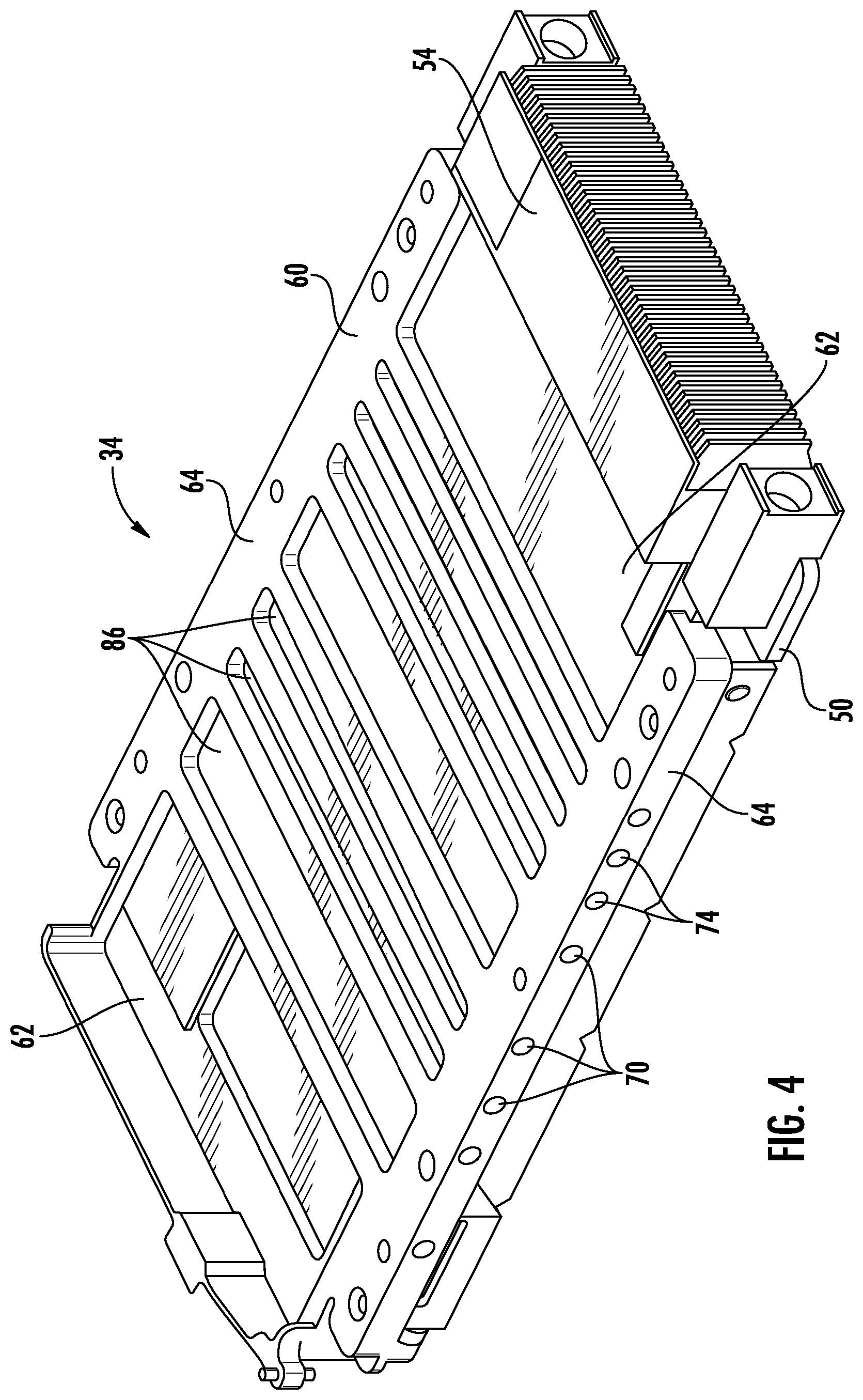 Patent US12309912 Figure 4 – Electronic assemblies having embedded passive heat pipes and associated method
