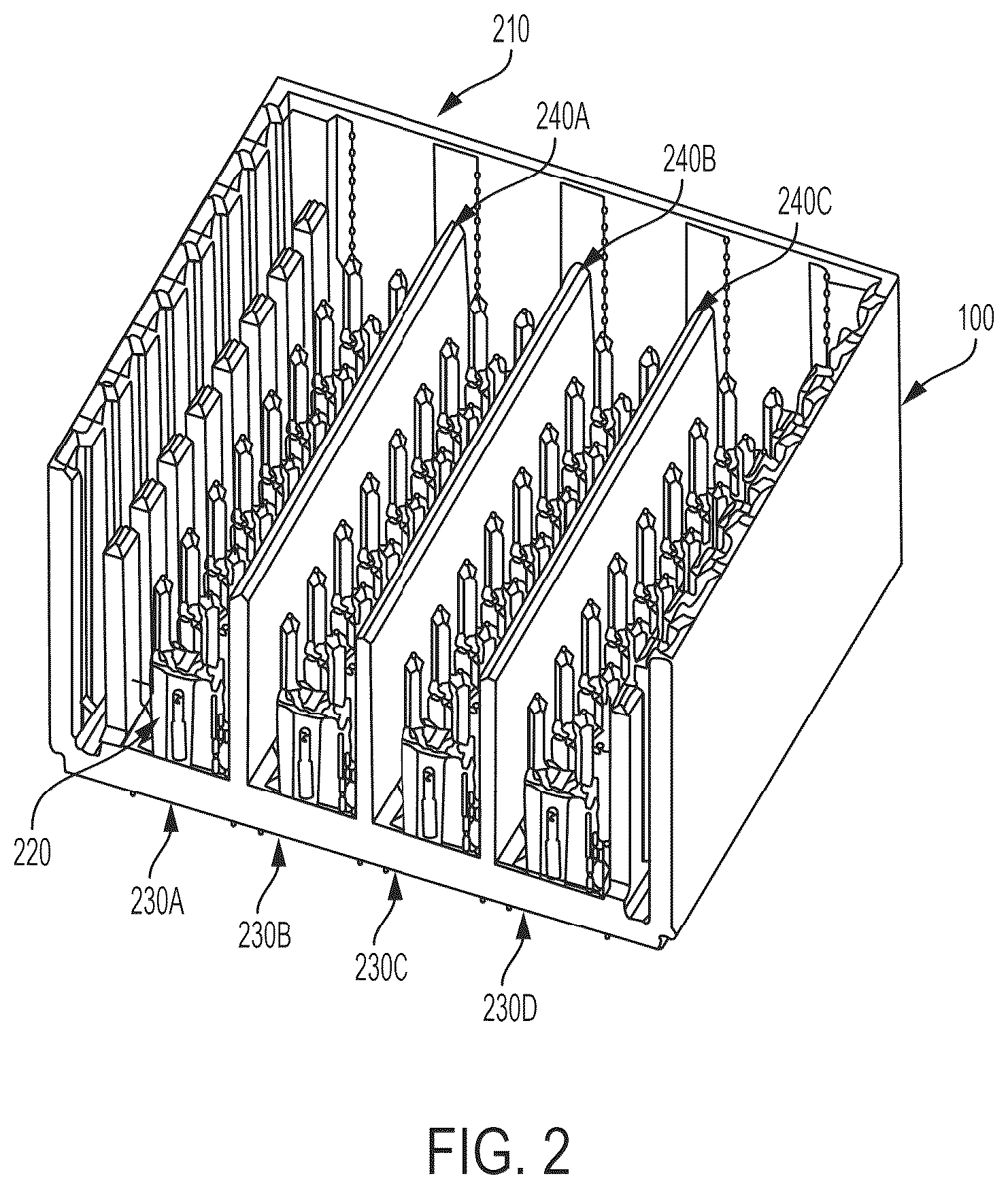 Patent US12309915 Figure 2 – Mating backplane for high speed, high density electrical connector