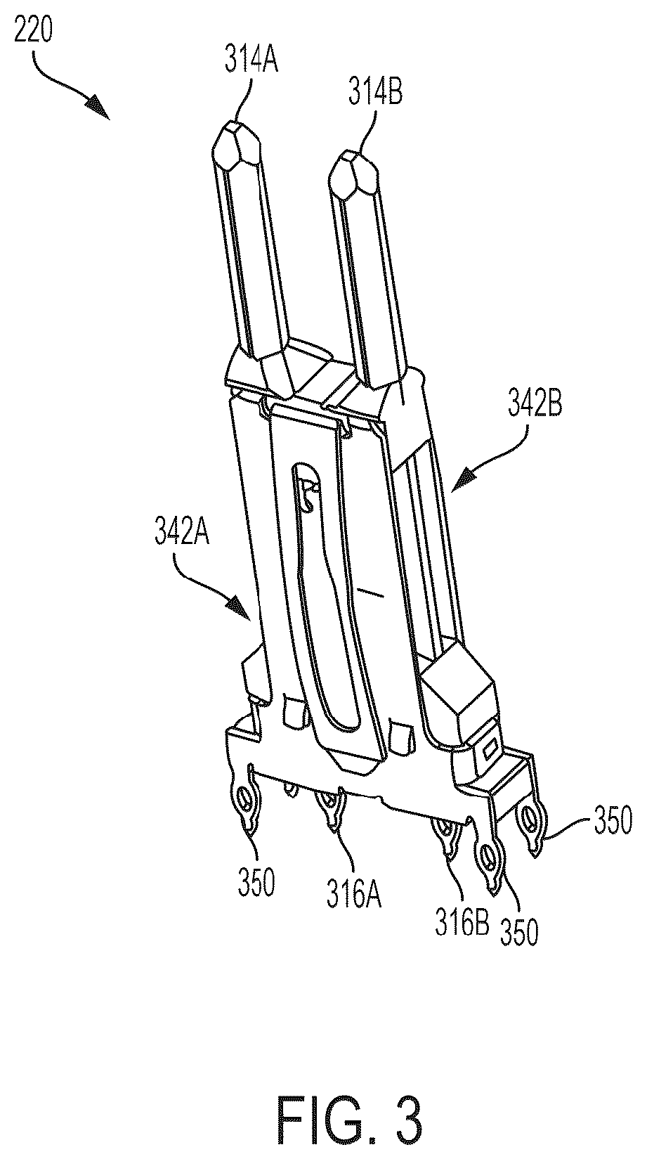 Patent US12309915 Figure 3 – Mating backplane for high speed, high density electrical connector