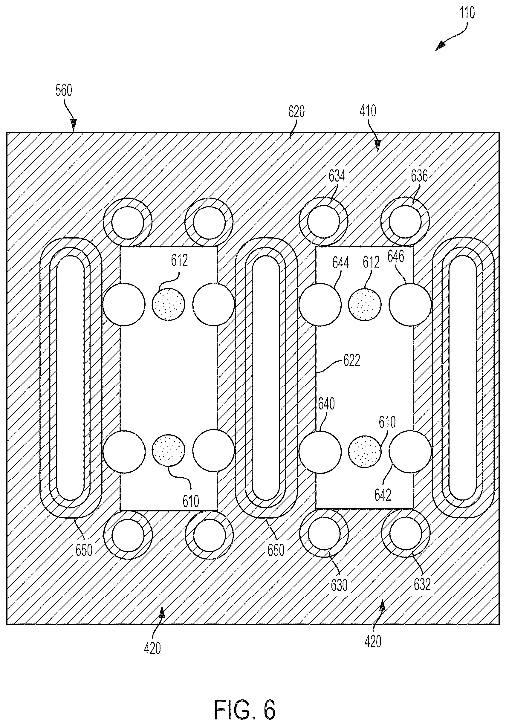 Patent US12309915 Figure 6 – Mating backplane for high speed, high density electrical connector