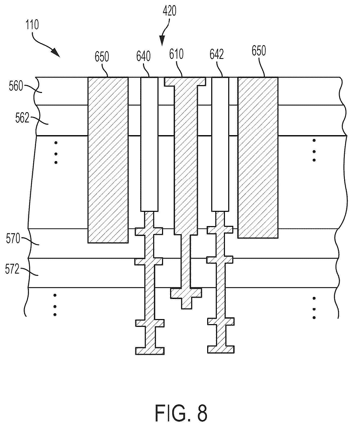 Patent US12309915 Figure 8 – Mating backplane for high speed, high density electrical connector