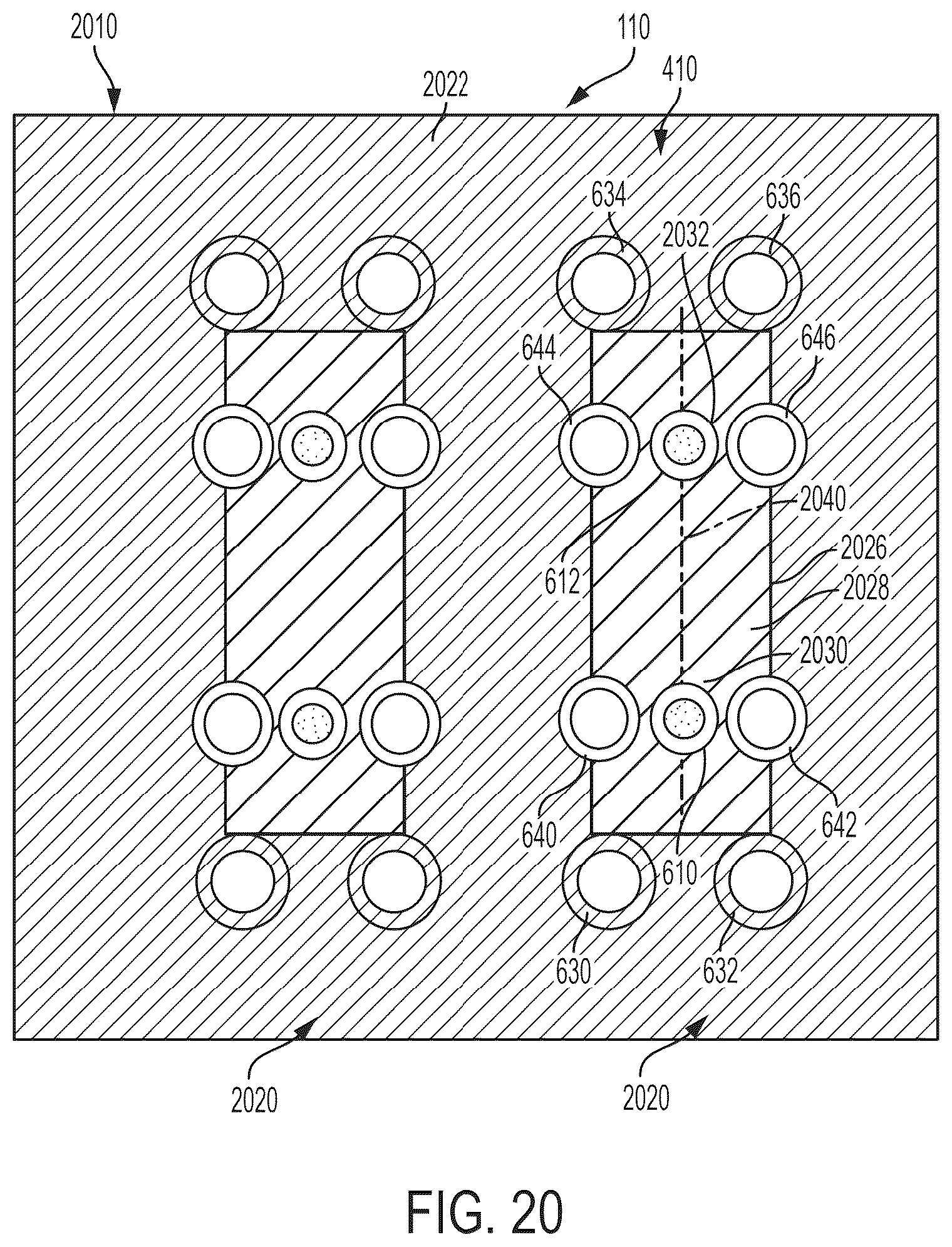 Patent US12309915 Figure 20 – Mating backplane for high speed, high density electrical connector