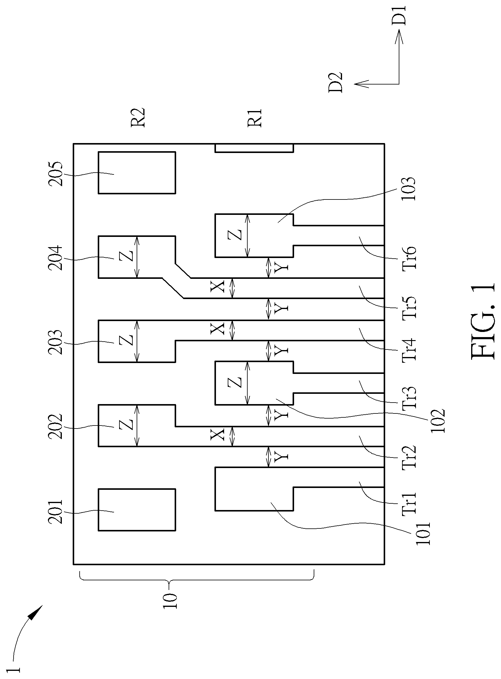 Patent US12309921 Figure 1 – Board-level pad pattern for multi-row QFN packages