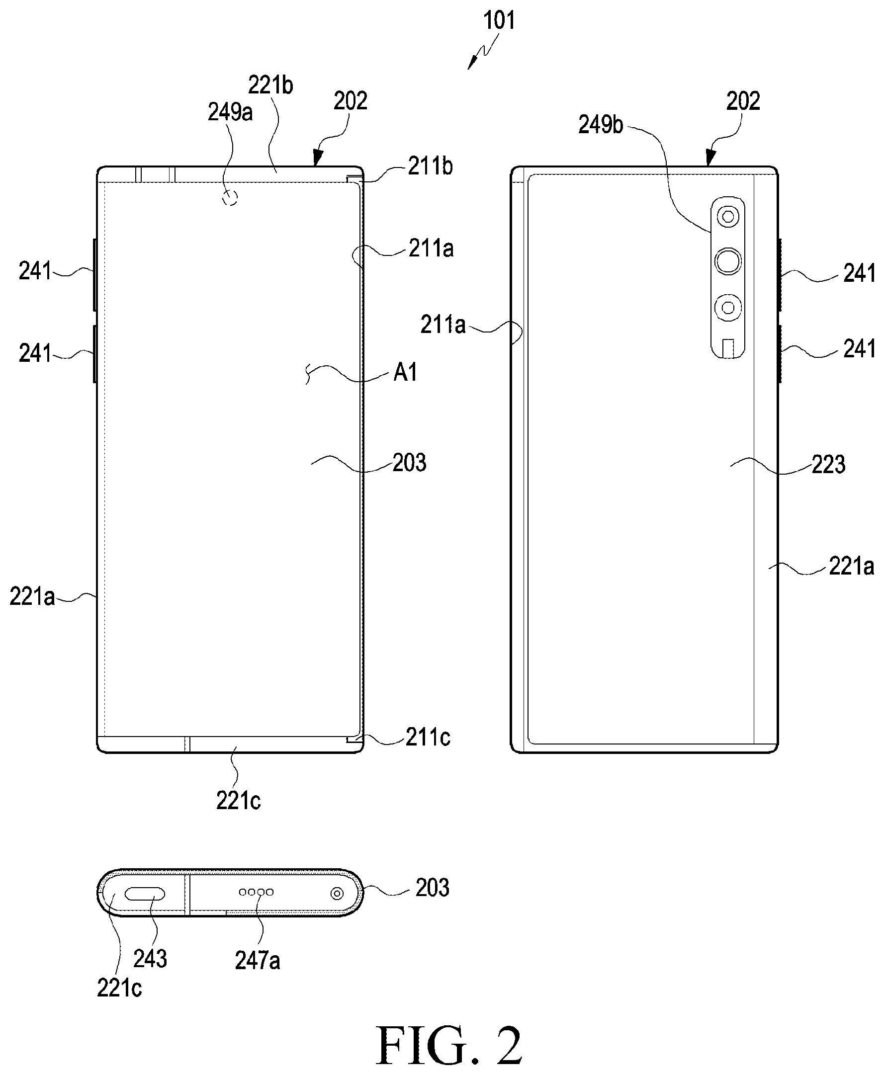 Patent US12309948 Figure 2 – Rollable electronic device including gear assembly