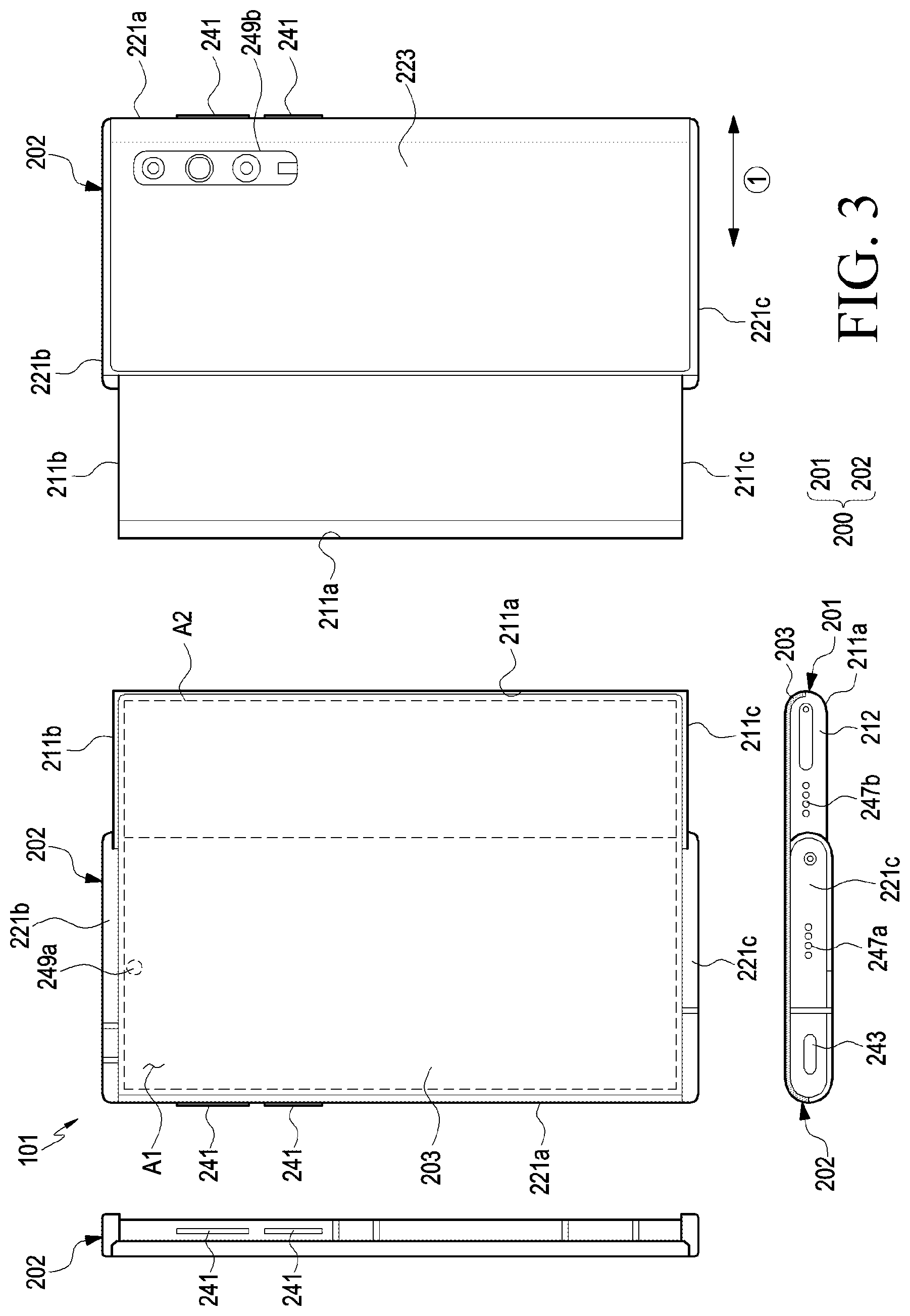 Patent US12309948 Figure 3 – Rollable electronic device including gear assembly