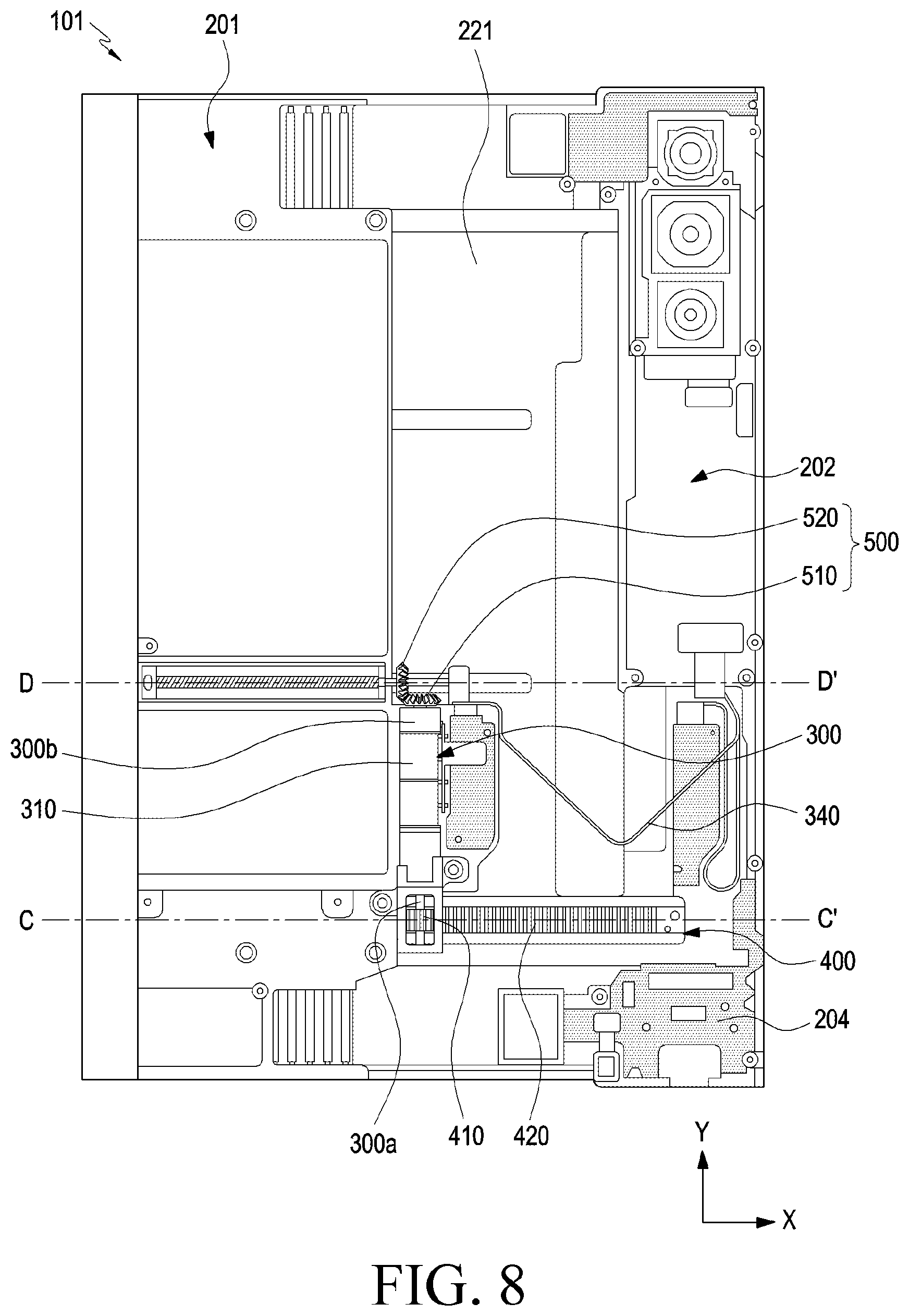 Patent US12309948 Figure 7 – Rollable electronic device including gear assembly