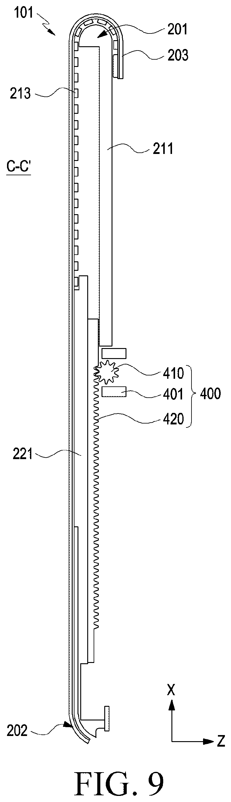 Patent US12309948 Figure 8 – Rollable electronic device including gear assembly
