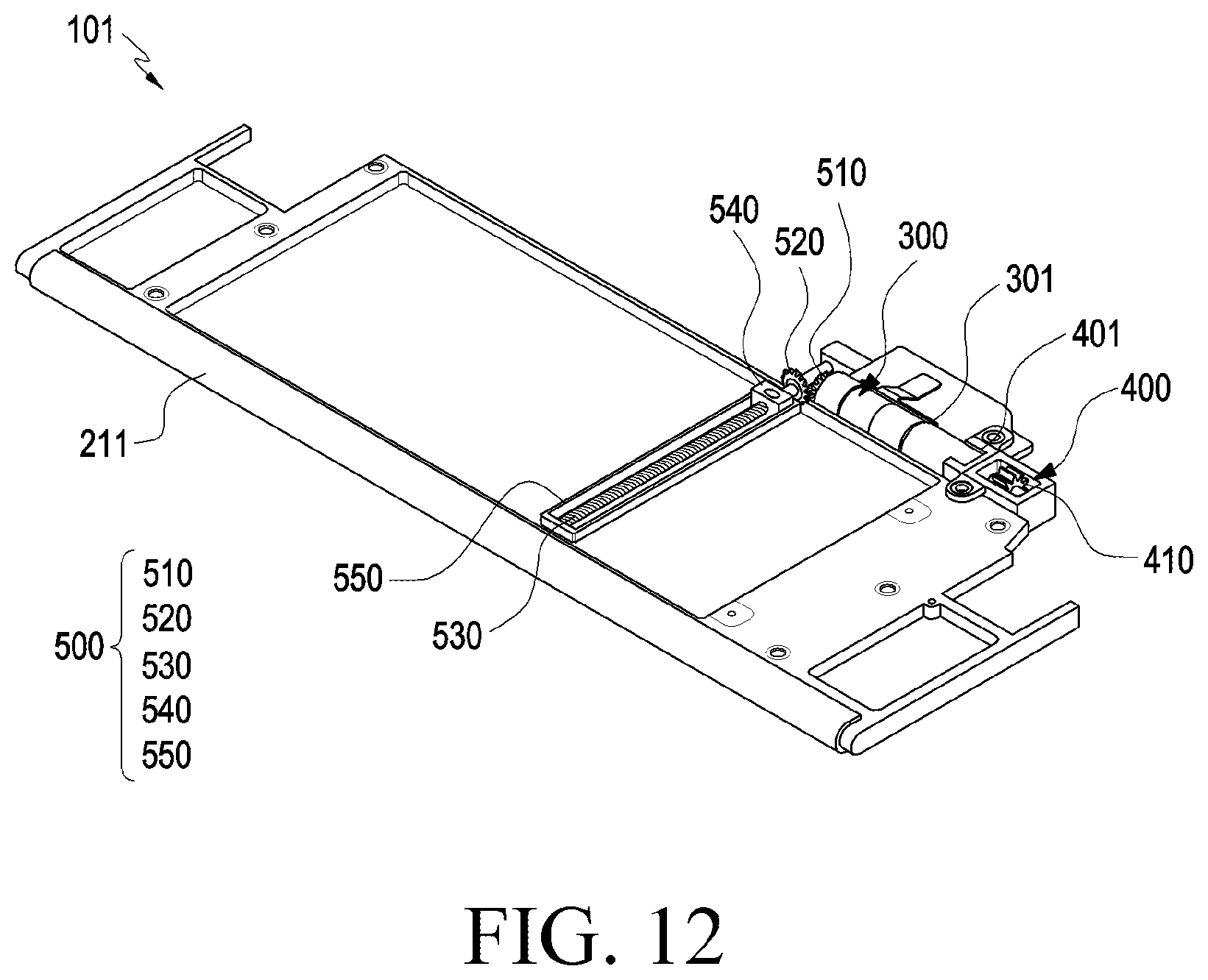 Patent US12309948 Figure 11 – Rollable electronic device including gear assembly