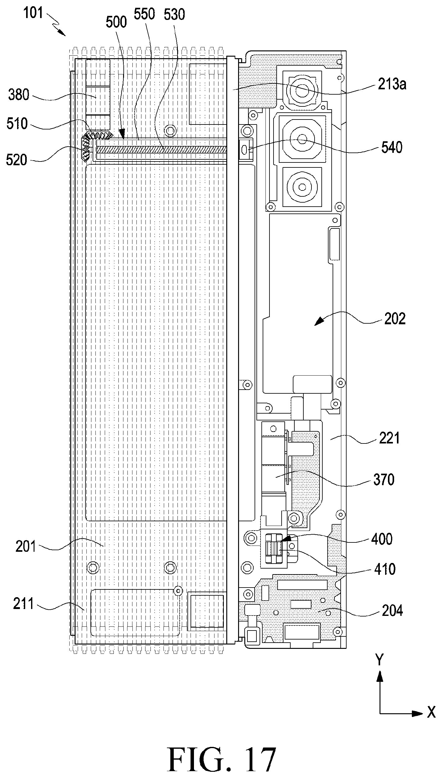 Patent US12309948 Figure 16 – Rollable electronic device including gear assembly