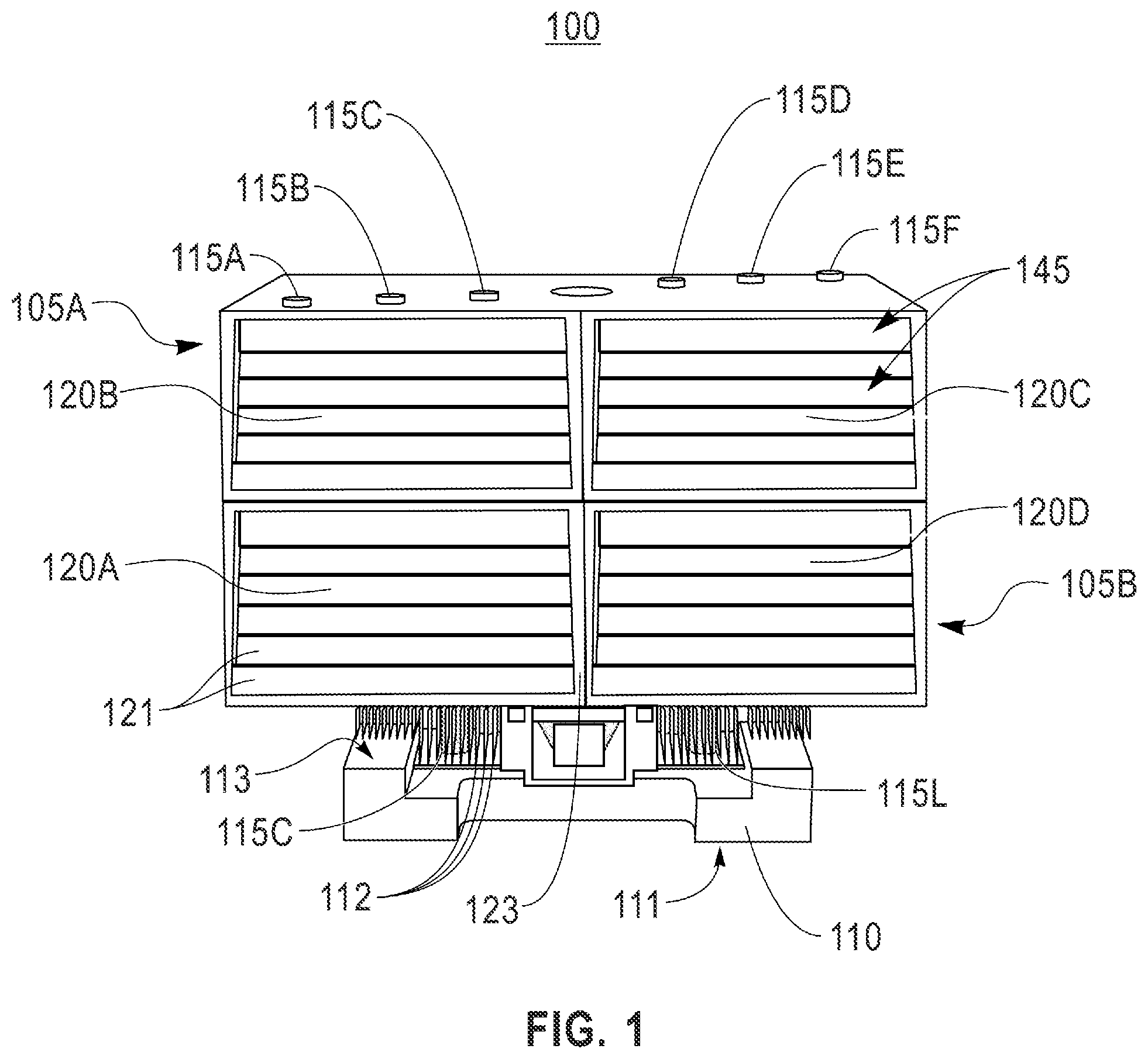 Patent US12309962 Figure 1 – Configurable multi-chip module heatsink for selective dissipation of heat