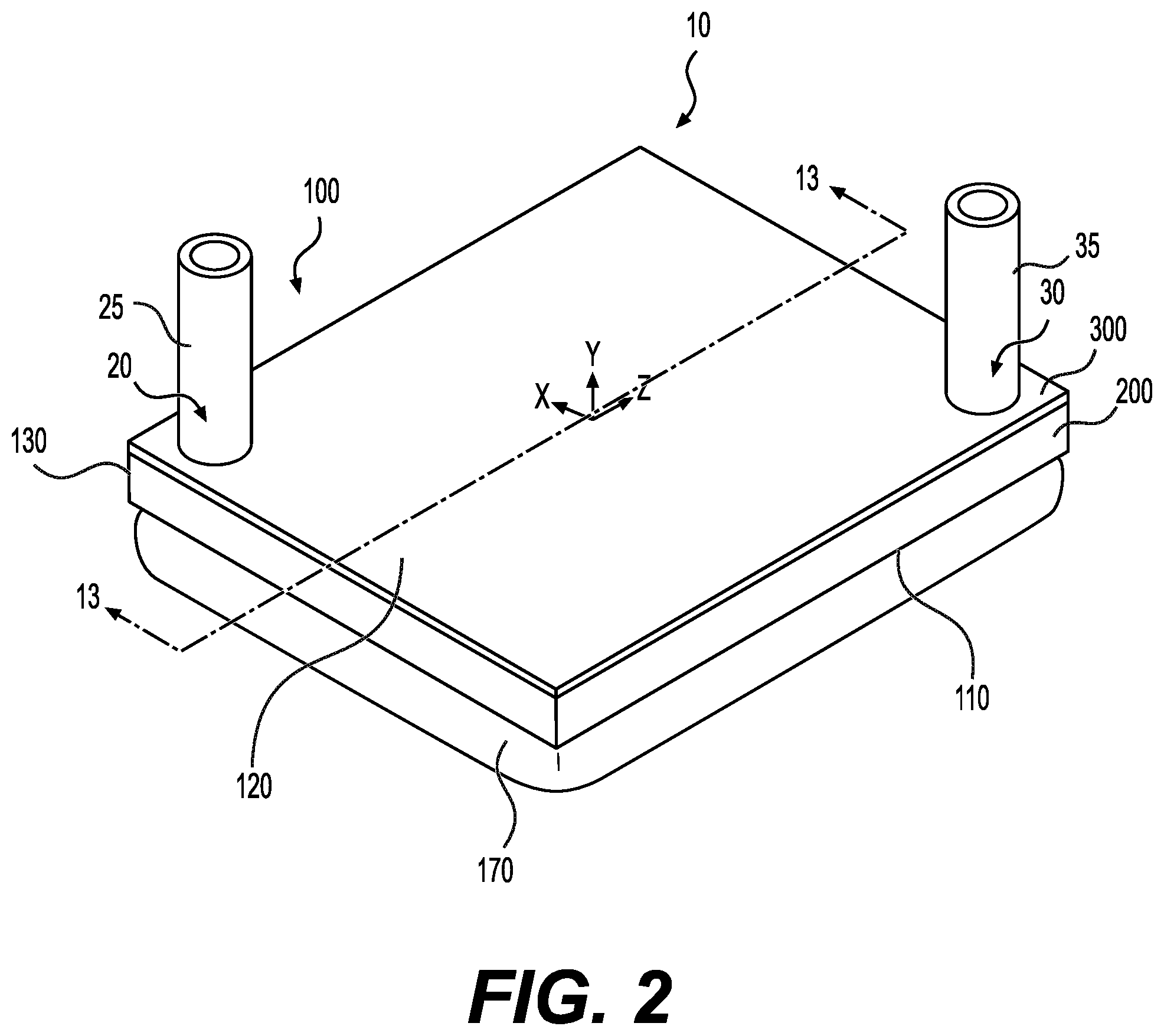 Patent US12309965 Figure 2 – Liquid cooling device mounted on a heat generating electronic component