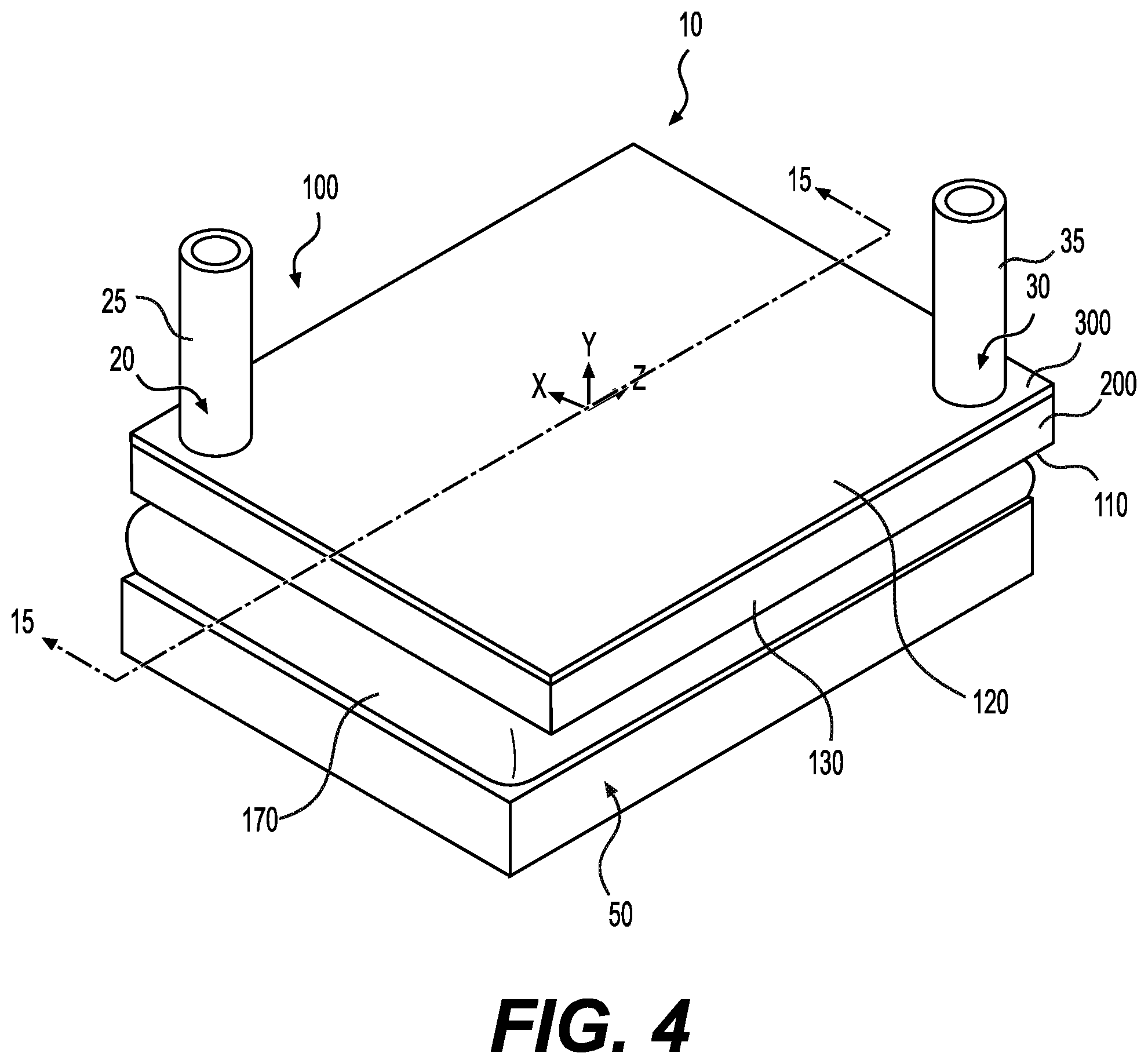 Patent US12309965 Figure 4 – Liquid cooling device mounted on a heat generating electronic component