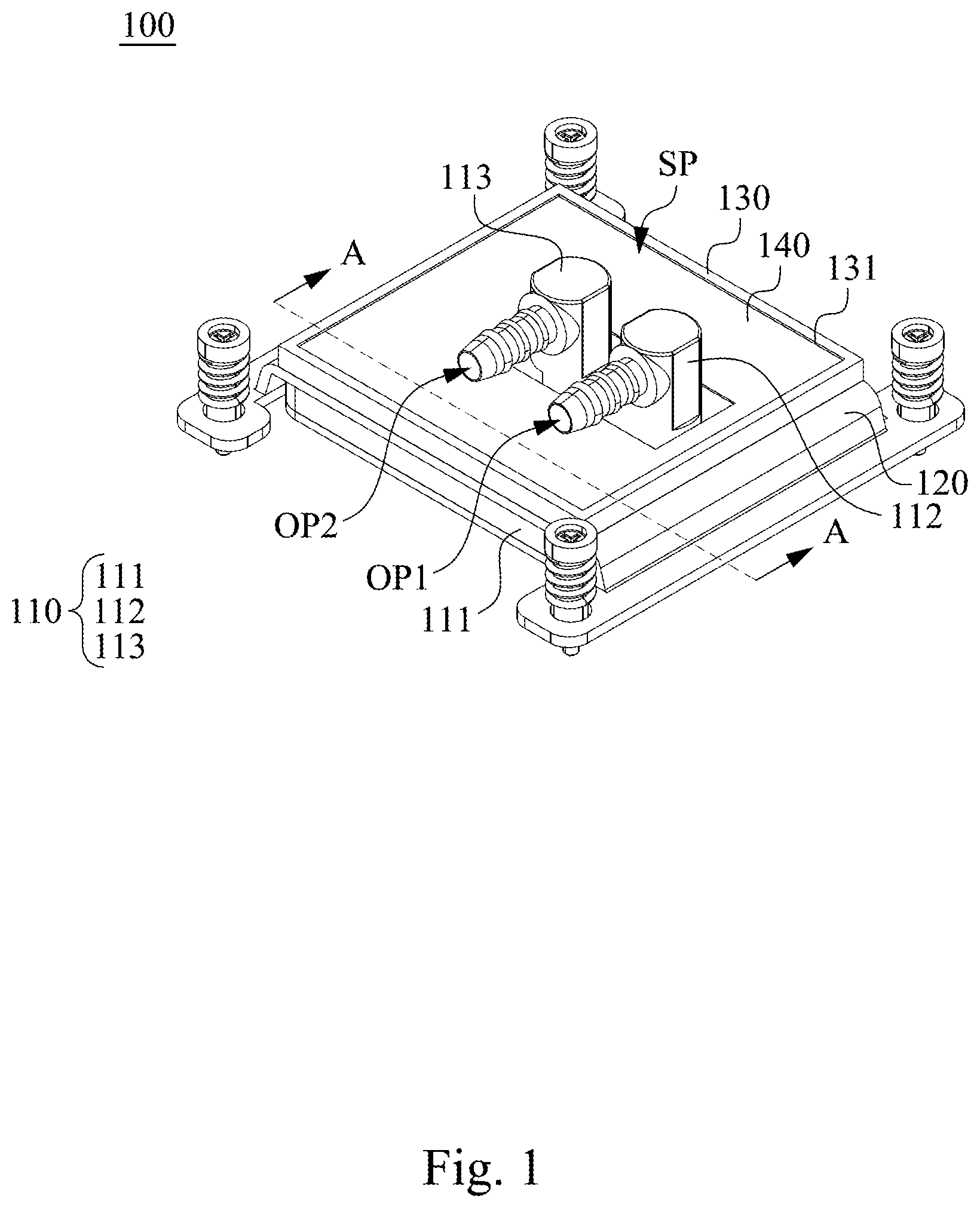 Patent US12309968 Figure 1 – Cold plate module