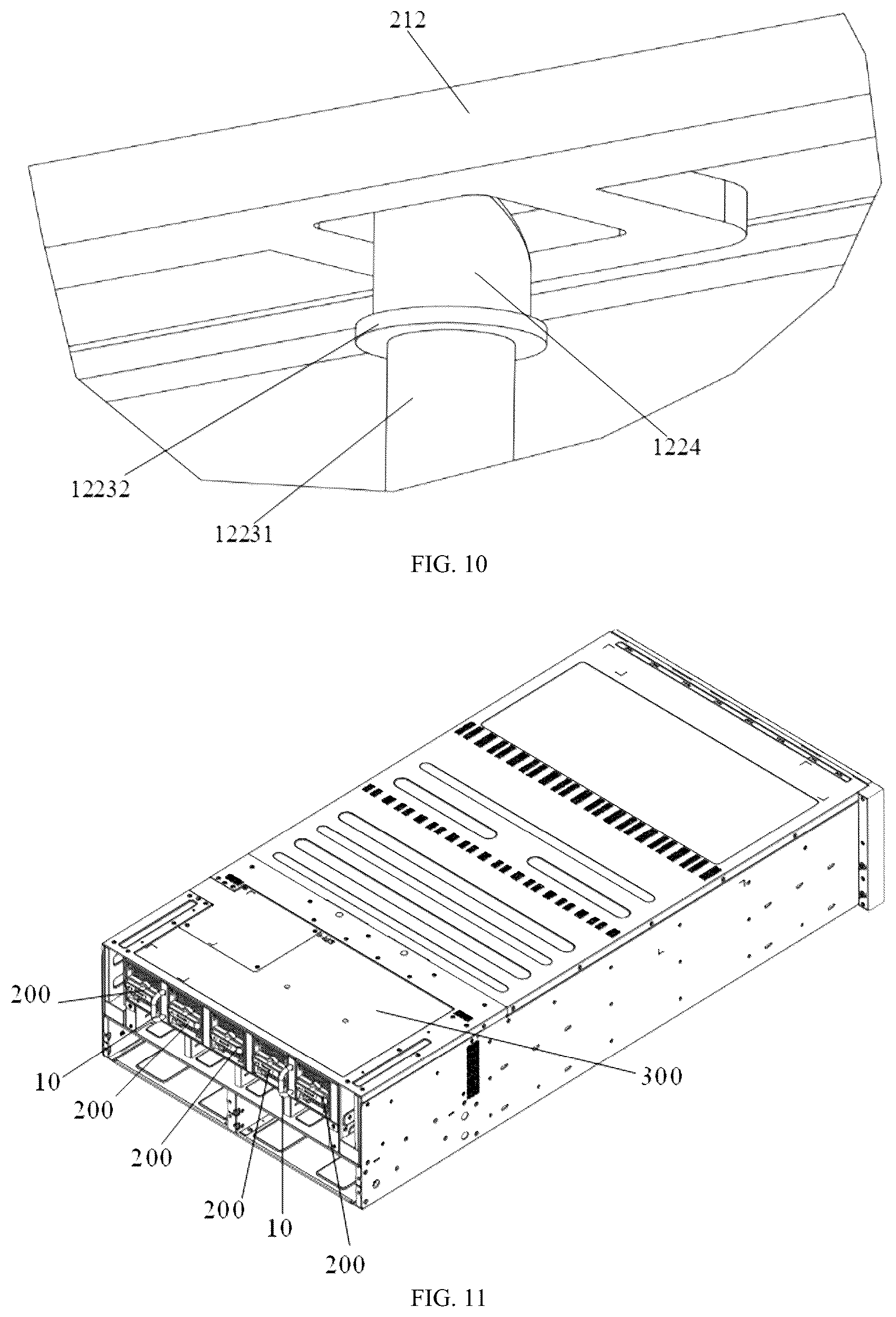 Patent US12309978 Figure 9 – Fan box fan partition plate, fan box module and server