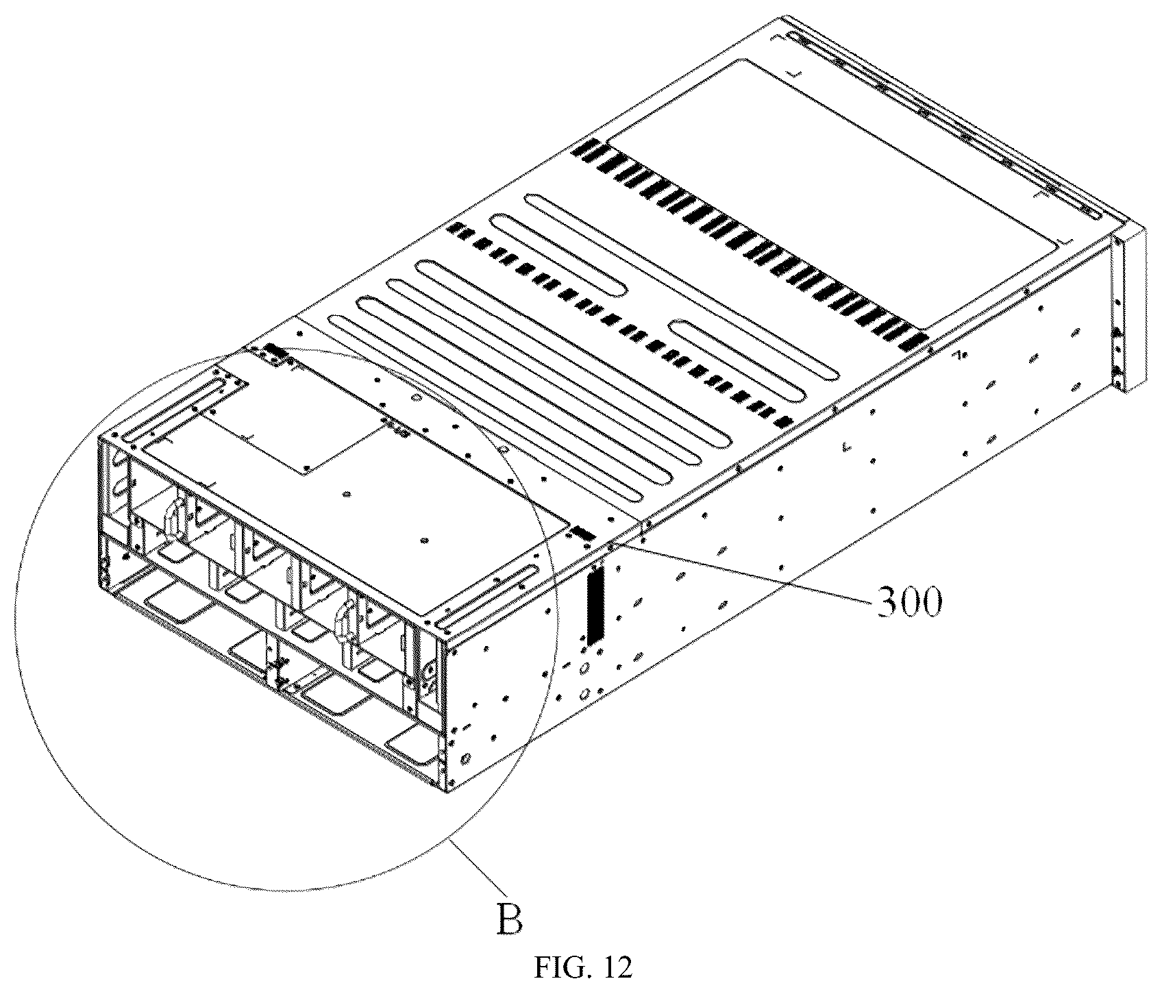 Patent US12309978 Figure 10 – Fan box fan partition plate, fan box module and server