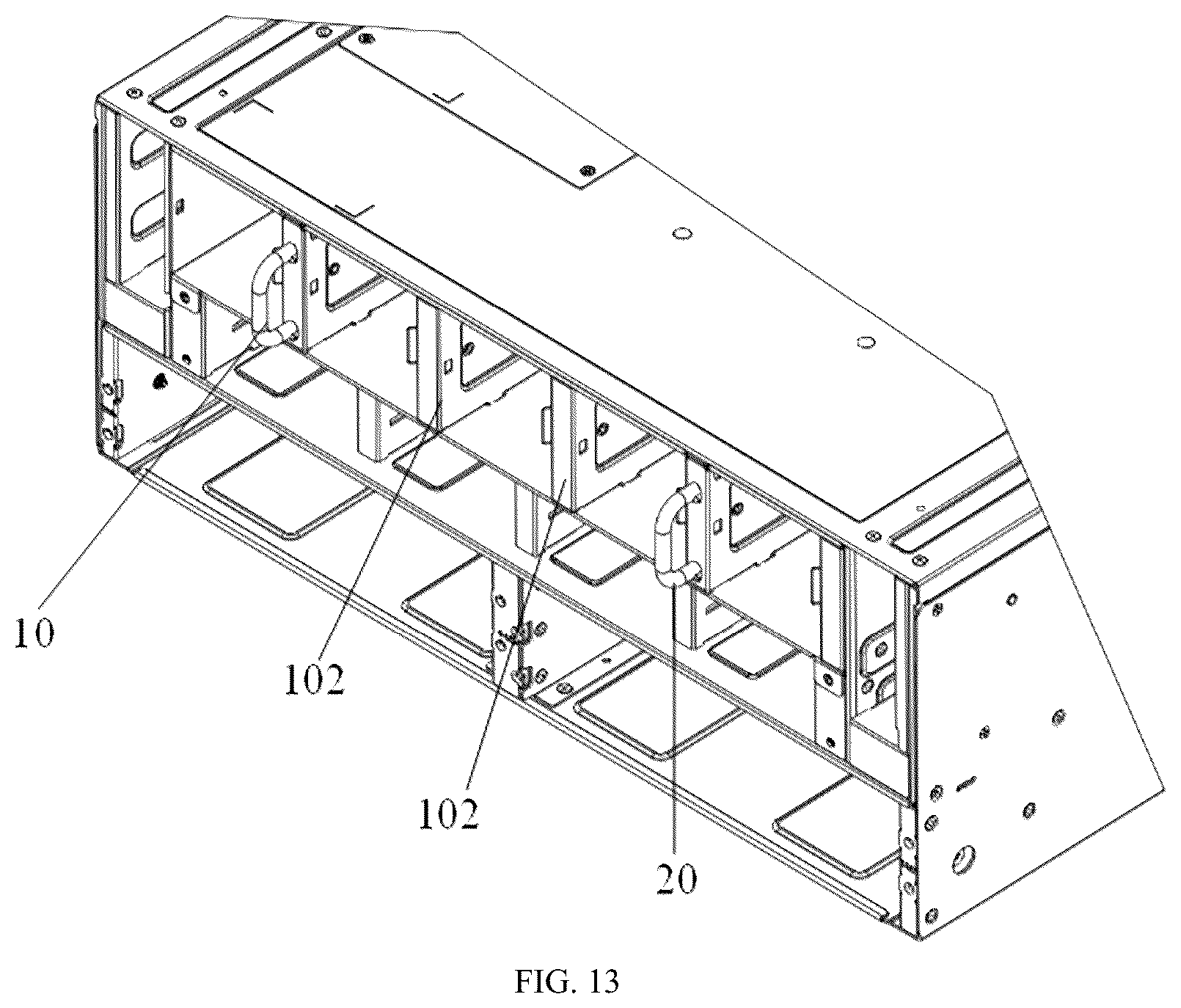 Patent US12309978 Figure 11 – Fan box fan partition plate, fan box module and server