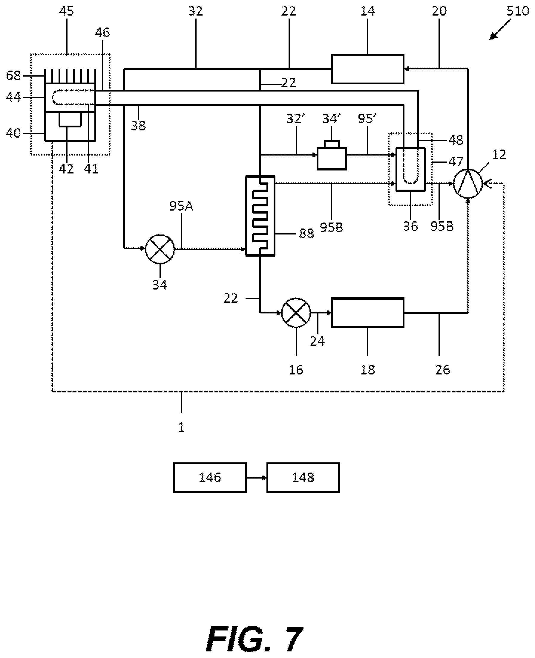 Patent US12309983 Figure 7 – Refrigeration system or a heat pump and method of operating a refrigeration system or a heat pump