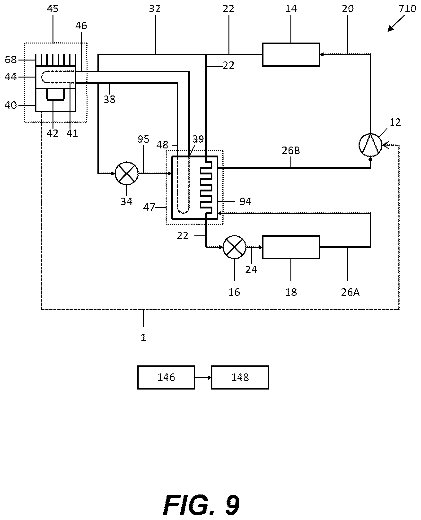 Patent US12309983 Figure 9 – Refrigeration system or a heat pump and method of operating a refrigeration system or a heat pump